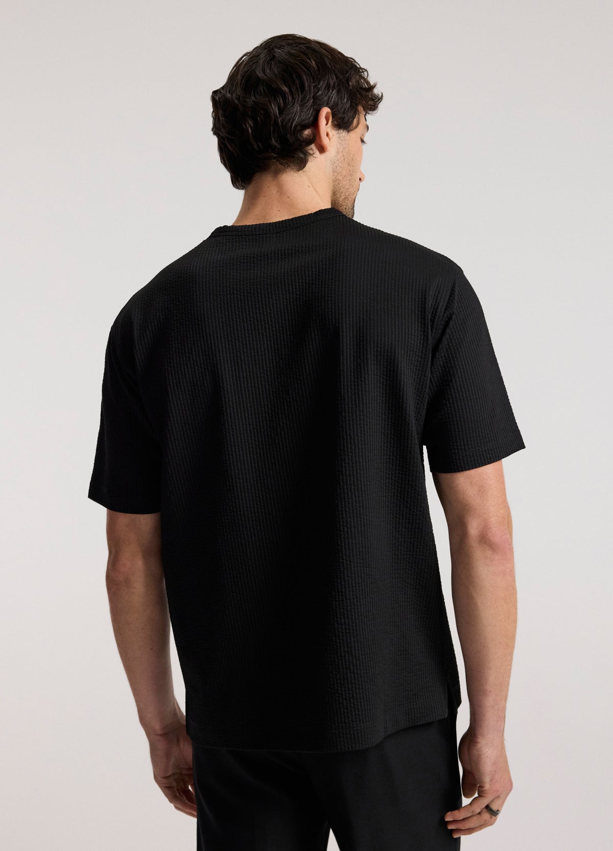 Loose Fit Seersucker T-shirt Black