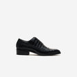 Croc Embossed Leather Oxford Black