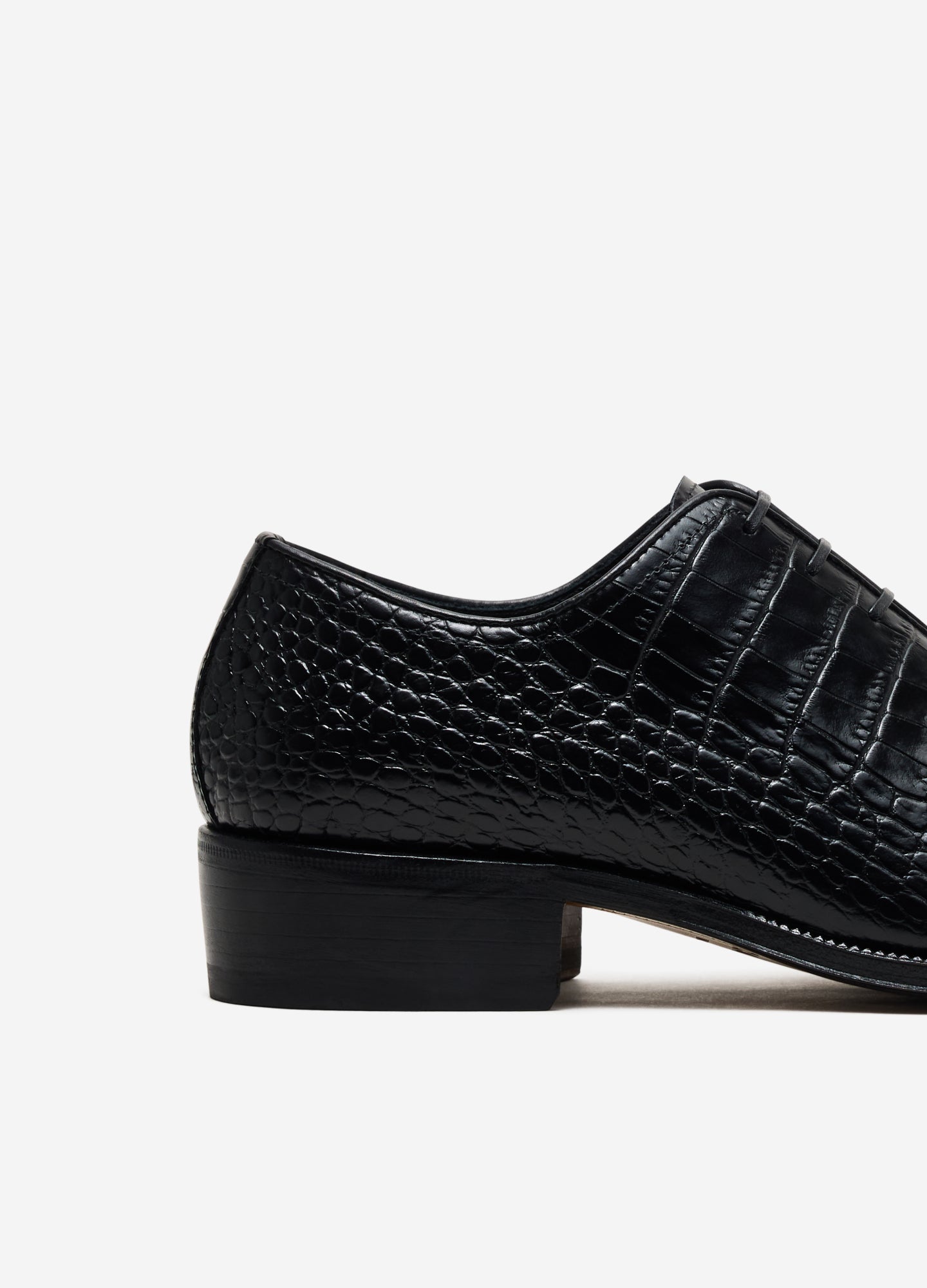 Croc Embossed Leather Oxford Black