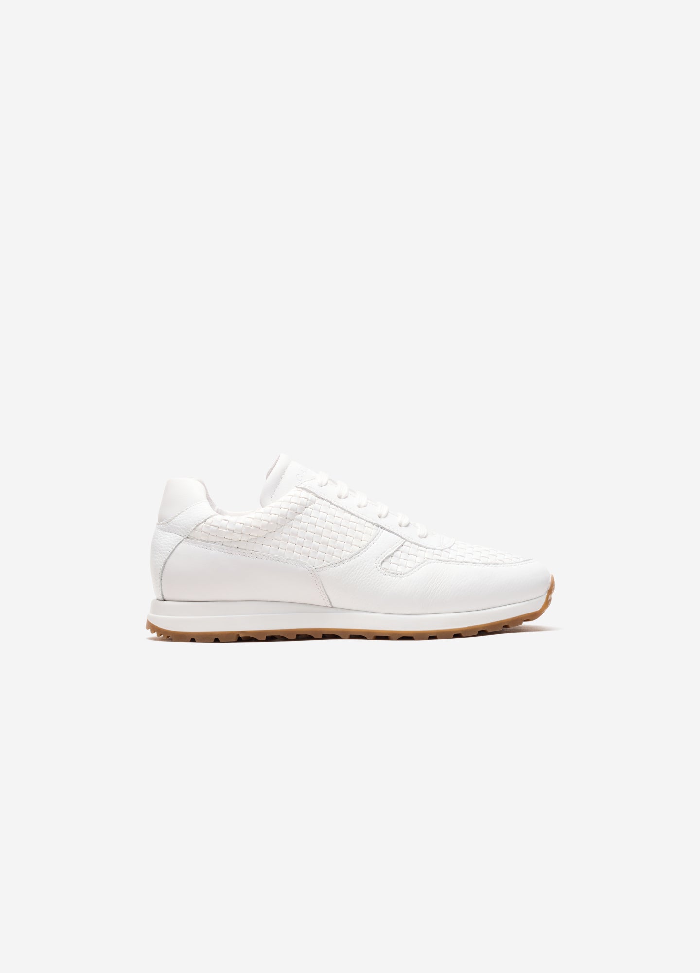 Woven Leather Sport Sneaker White