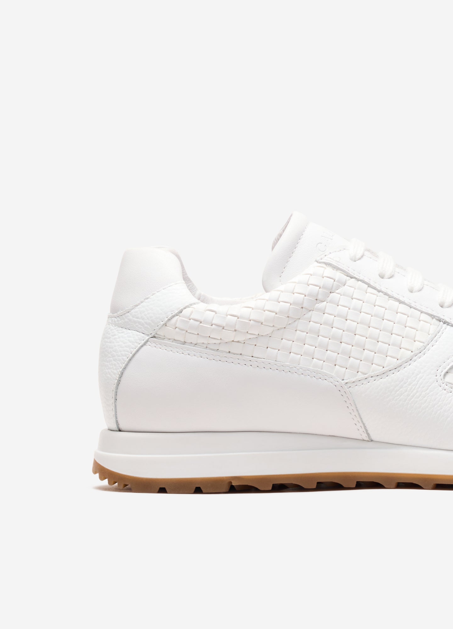 Woven Leather Sport Sneaker White