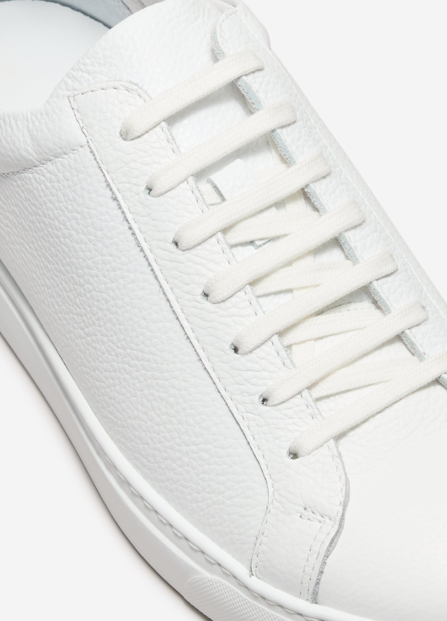 Classic Textured Leather Sneaker White