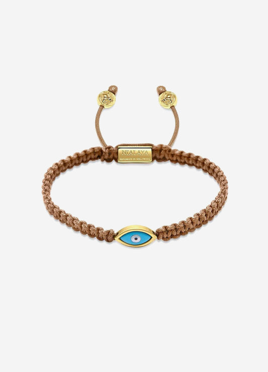 Nialaya Evil Eye String Bracelet Light Brown