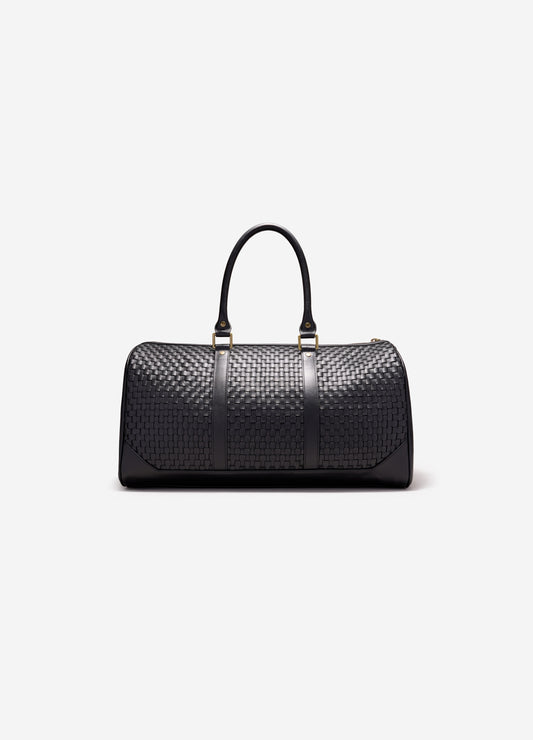 Woven Leather Carryall Black