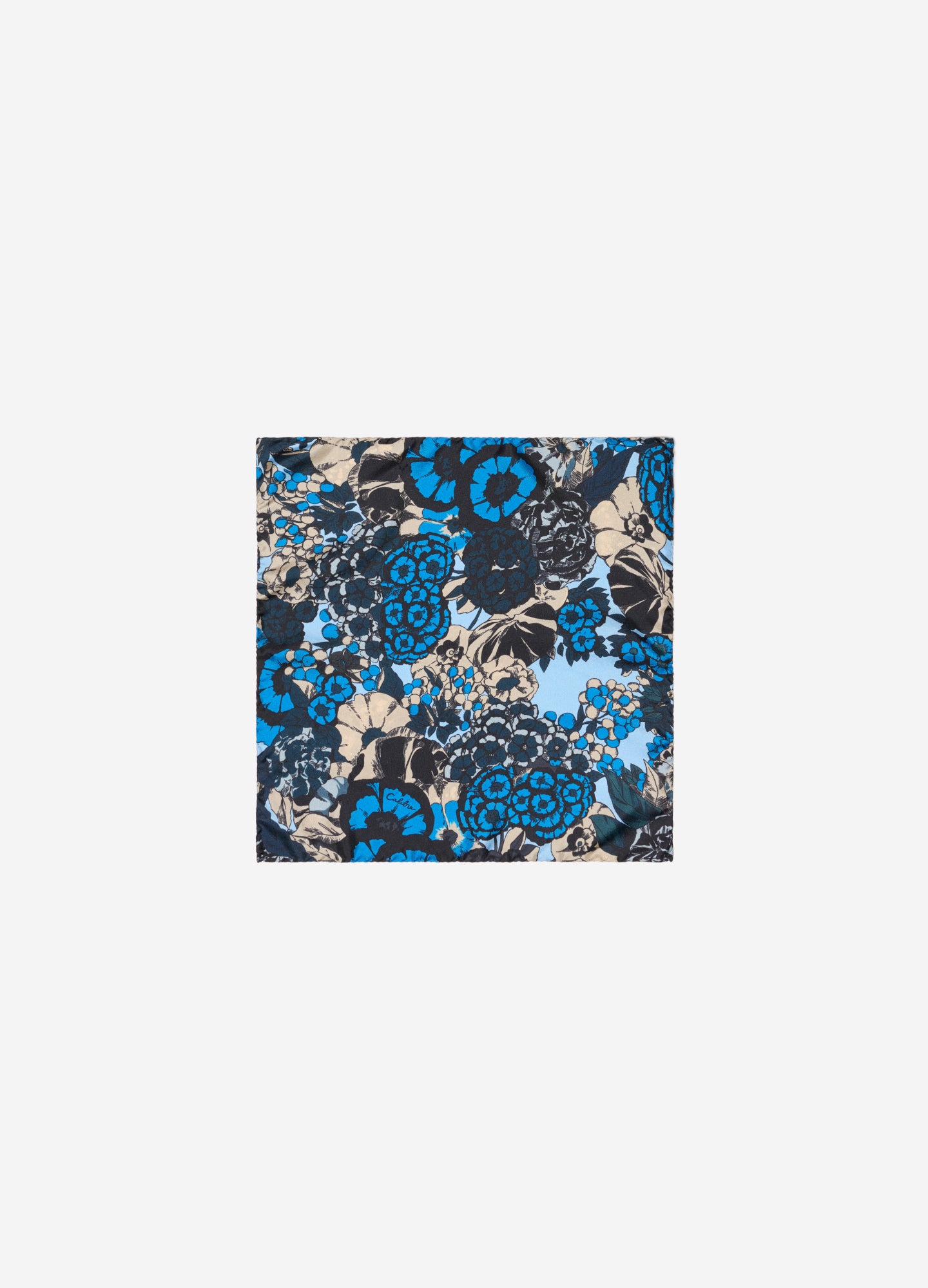 Azure Blossoms Pocket Square Blue Combo