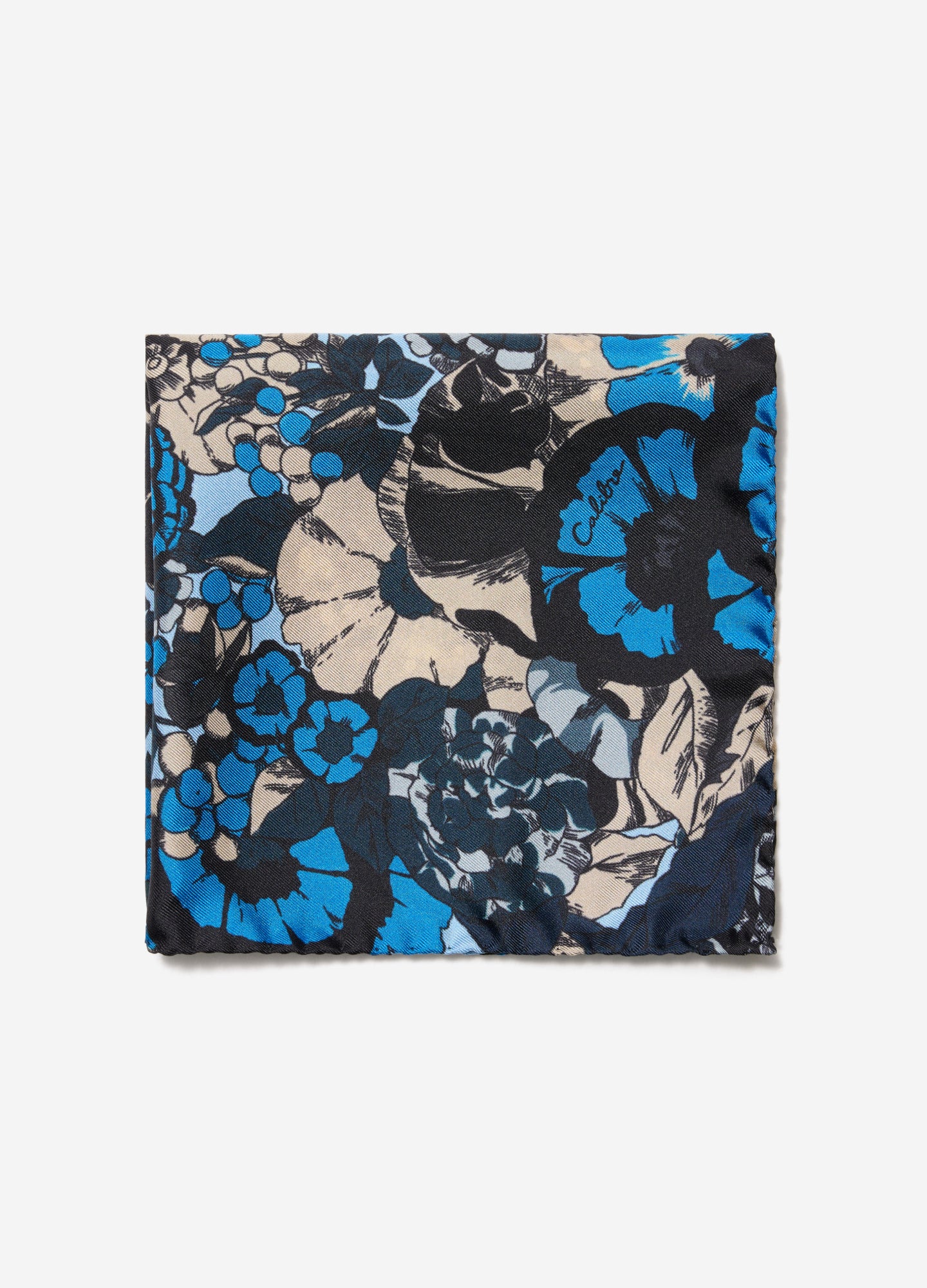 Azure Blossoms Pocket Square Blue Combo