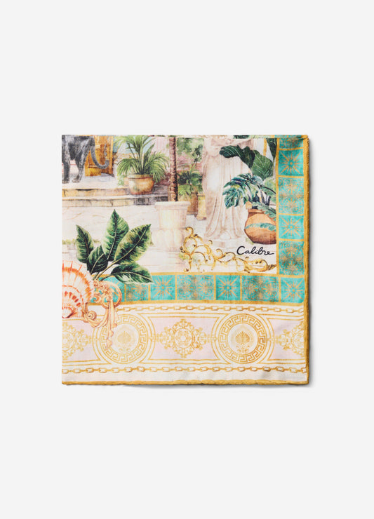 Palace of Palms Silk Pocket Square Jade Combo