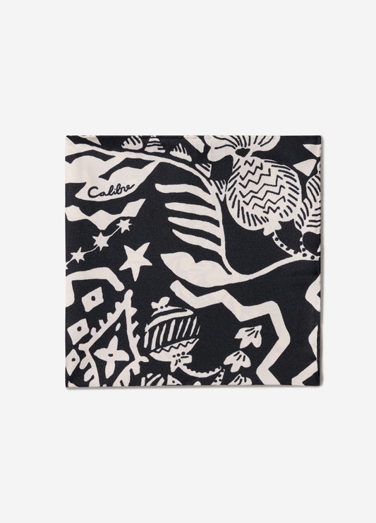 Shadow Tapestry Silk Pocket Square Black Combo