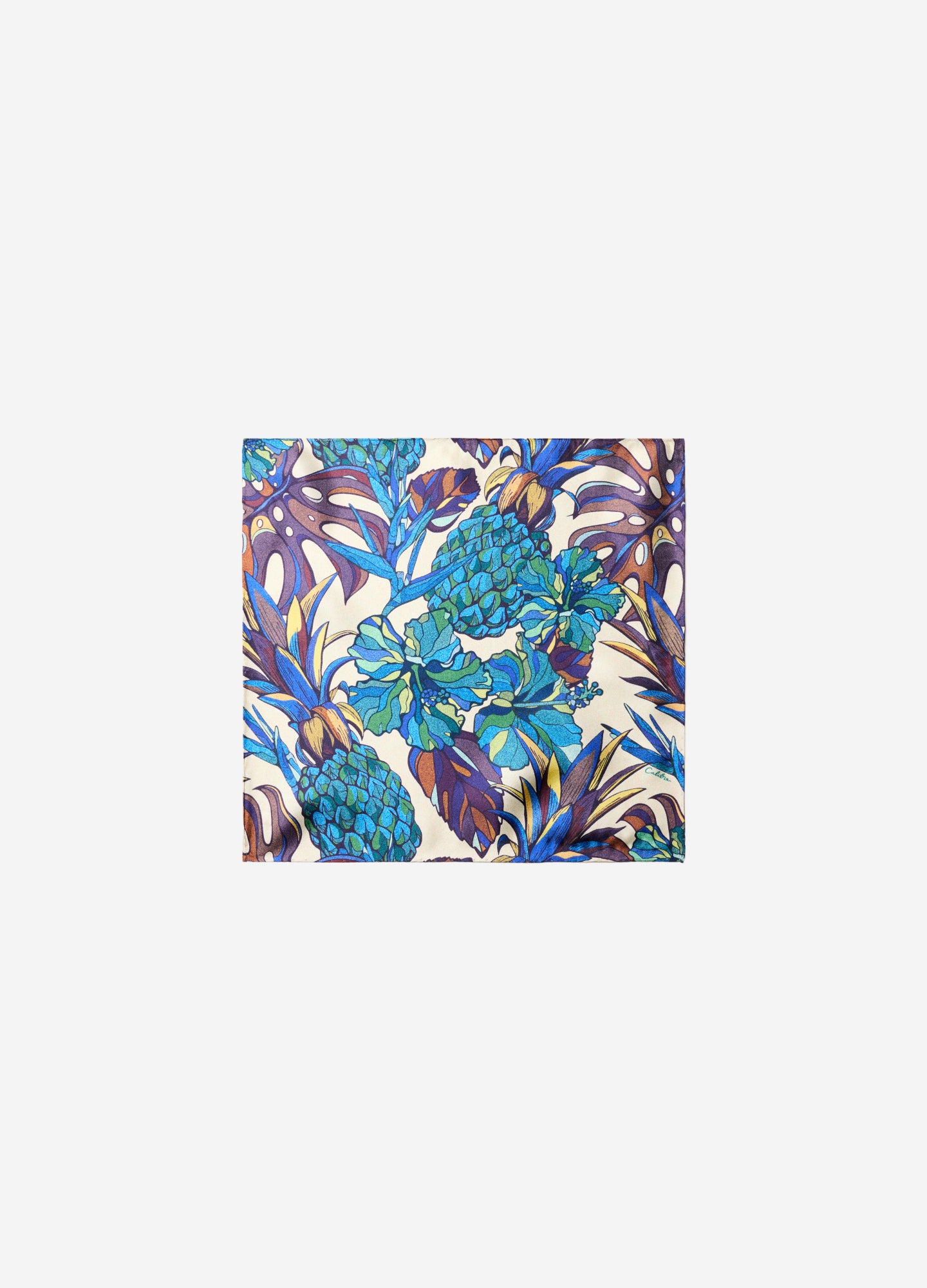 Deep Tropic Silk Pocket Square Blue Combo