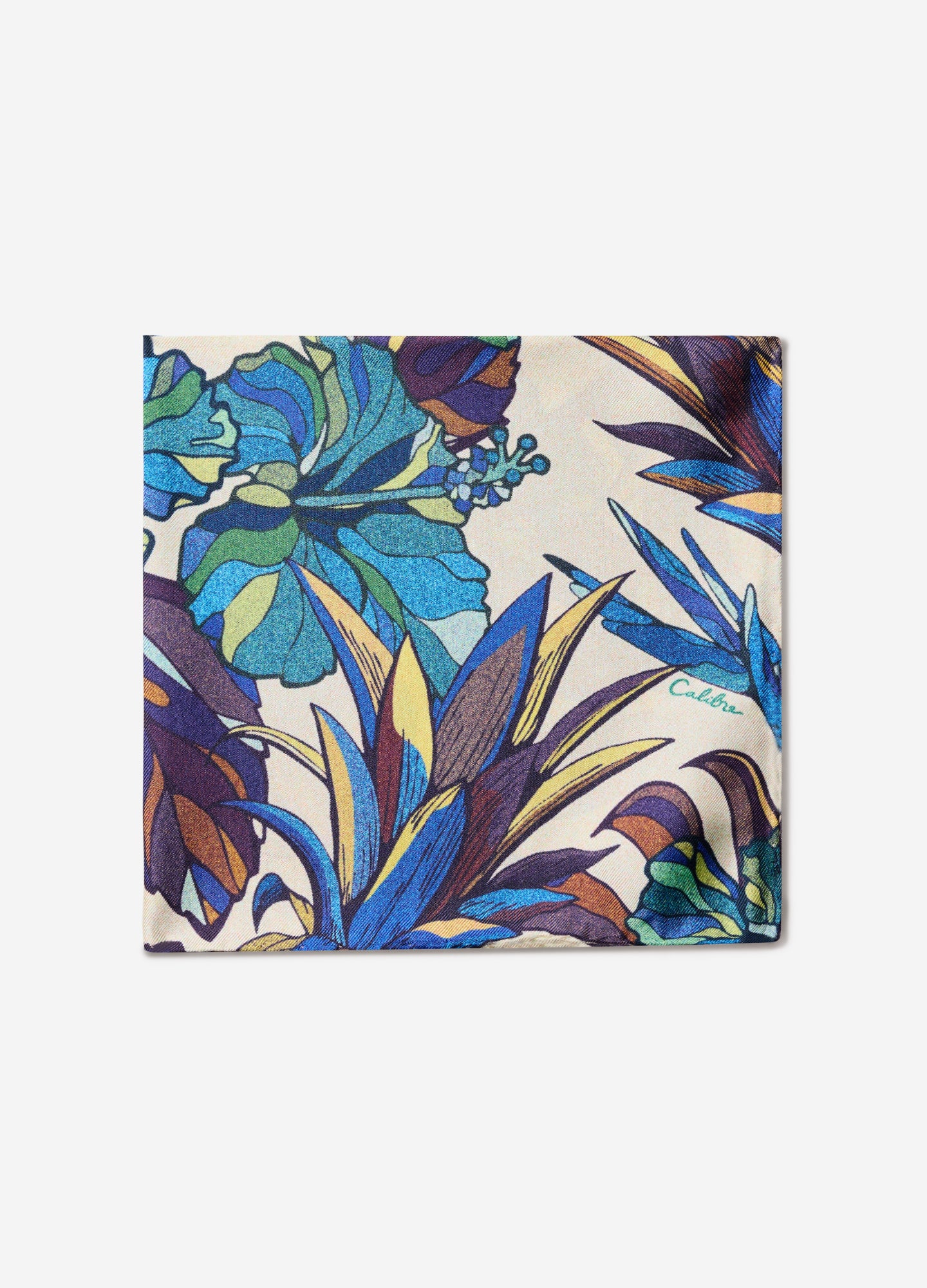 Deep Tropic Silk Pocket Square Blue Combo
