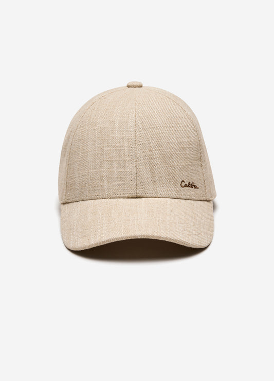 Embroidered Linen Blend Cap Natural