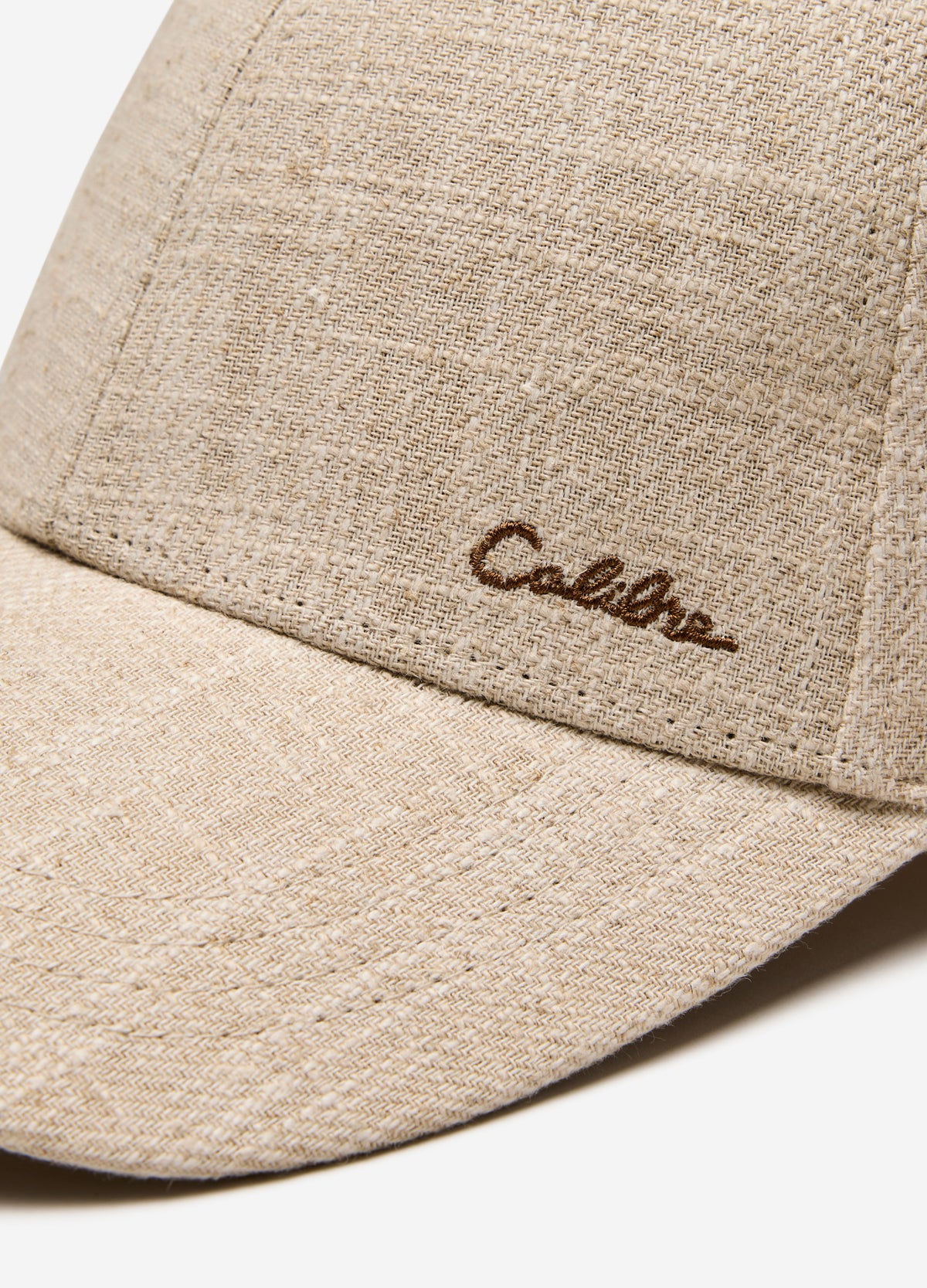 Embroidered Linen Blend Cap Natural