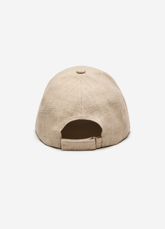 Embroidered Linen Blend Cap Natural