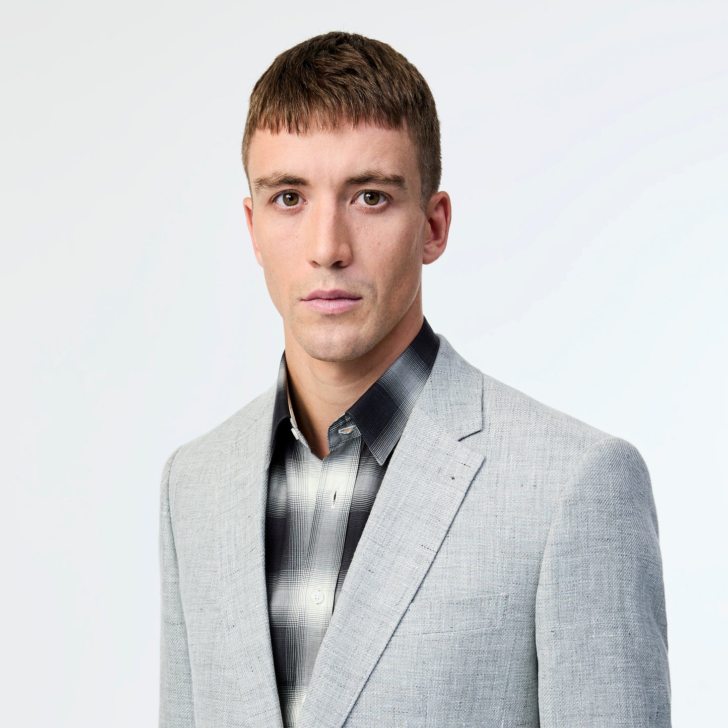 Linen Cotton Textured Twill Blazer Silver