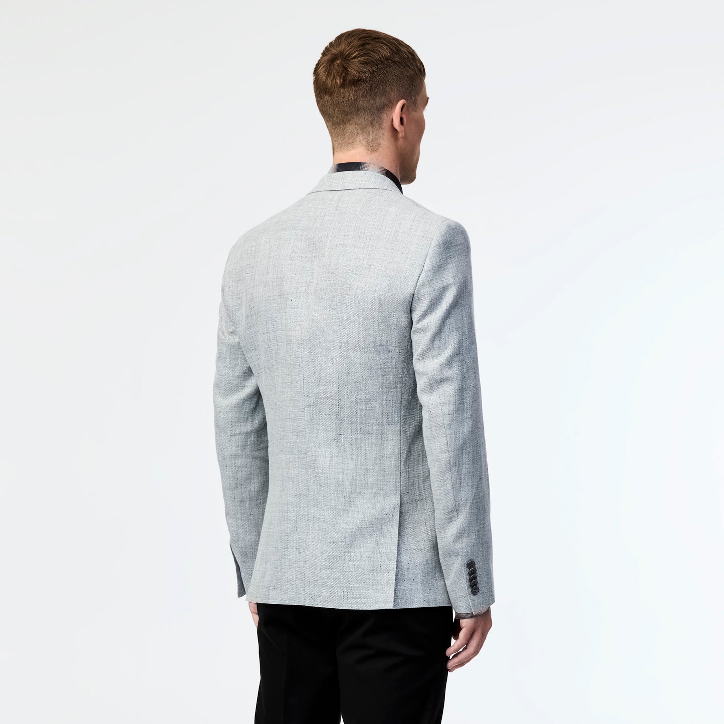 Linen Cotton Textured Twill Blazer Silver