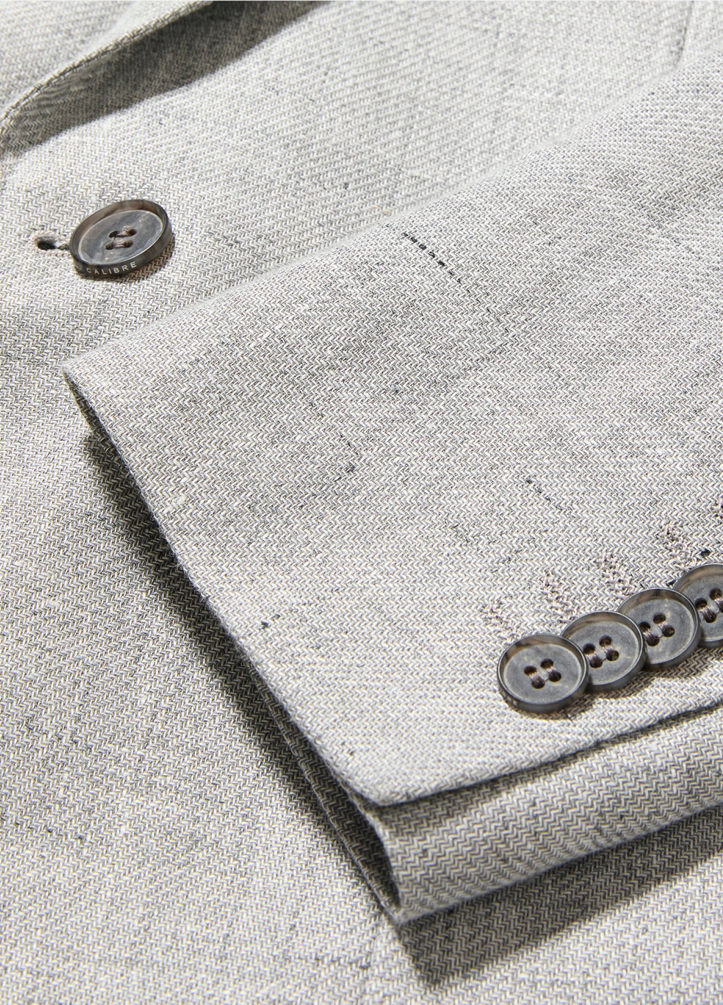 Linen Cotton Textured Twill Blazer Silver