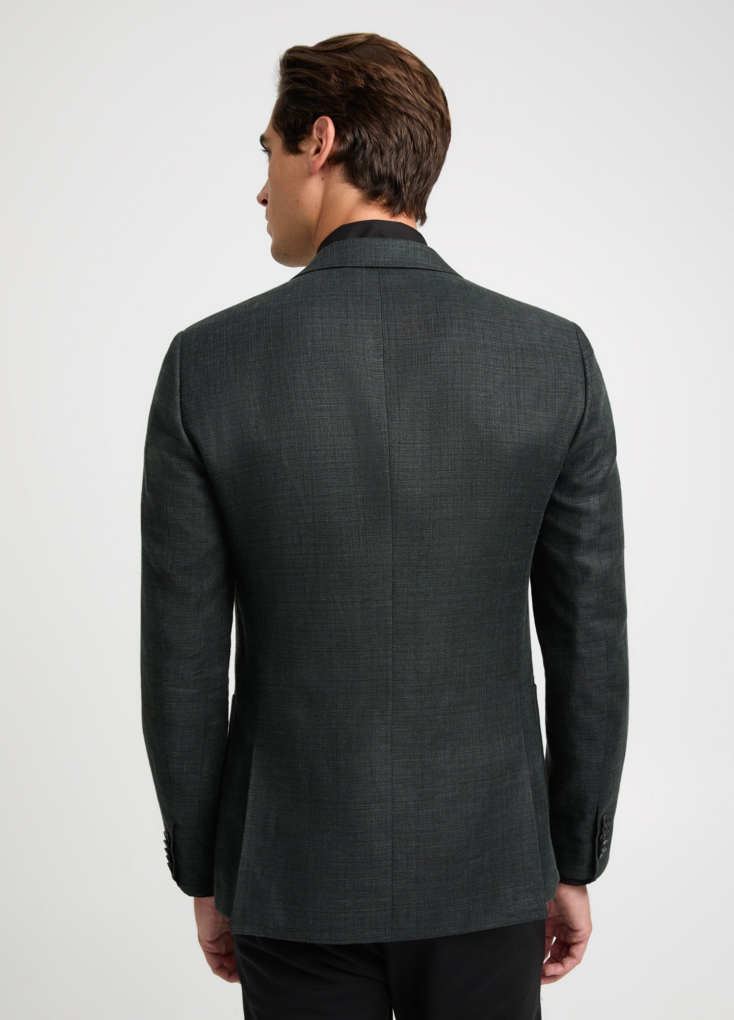 Textured Linen Wool Blazer Dark Khaki