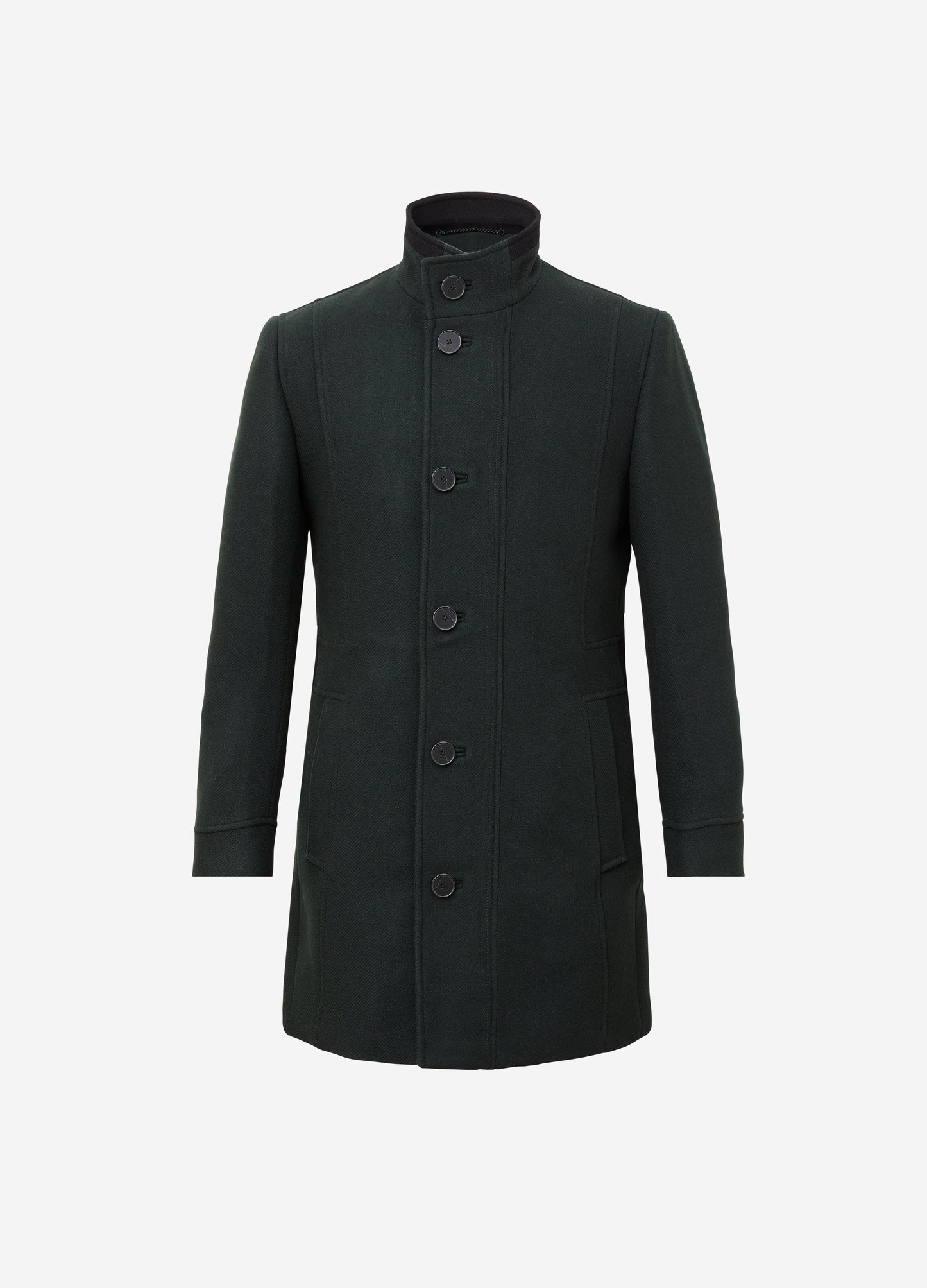Funnel Neck Melton Coat Dark Green