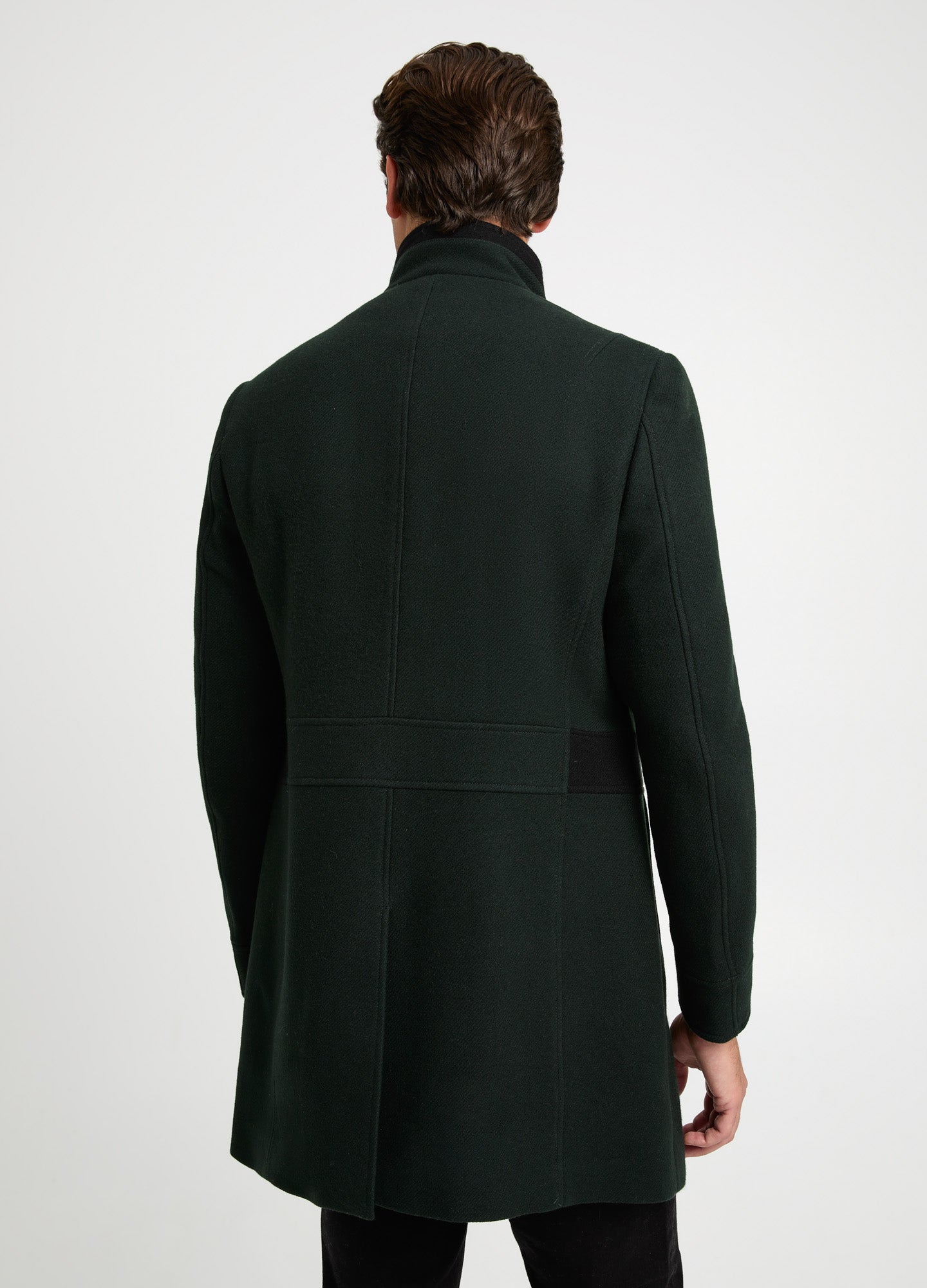 Funnel Neck Melton Coat Dark Green