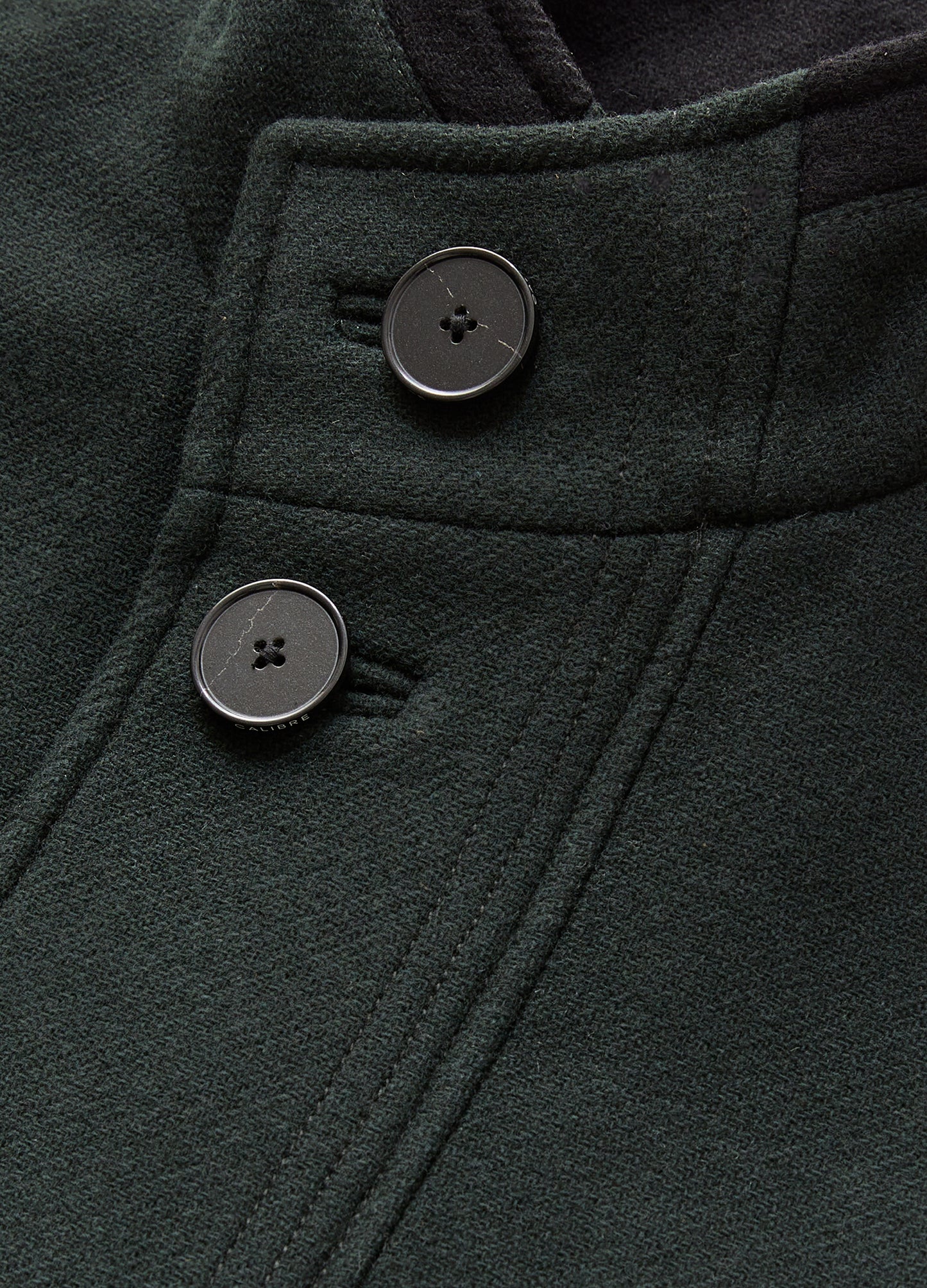 Funnel Neck Melton Coat Dark Green