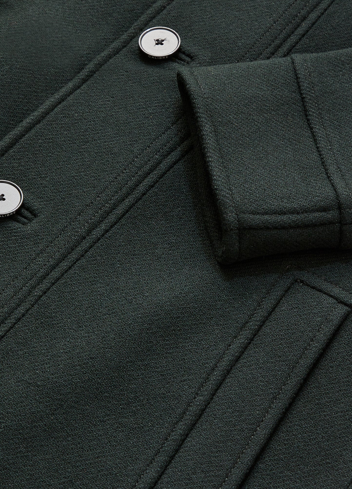 Funnel Neck Melton Coat Dark Green