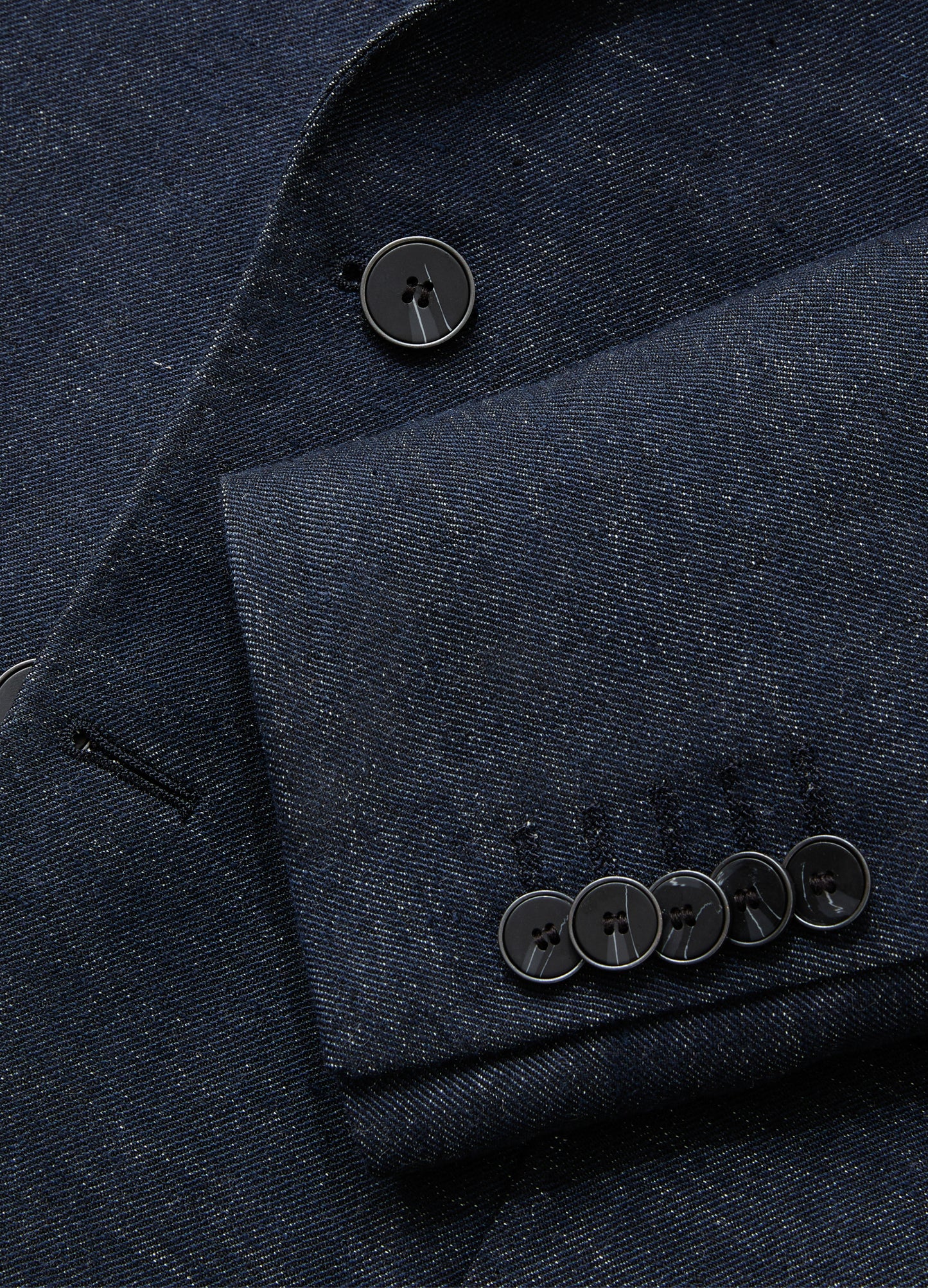 Linen Cotton Denim Blazer Navy Dark