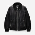 Shearling Trim Leather Jacket Black