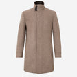 Leather Trim Melton Coat Camel Combo