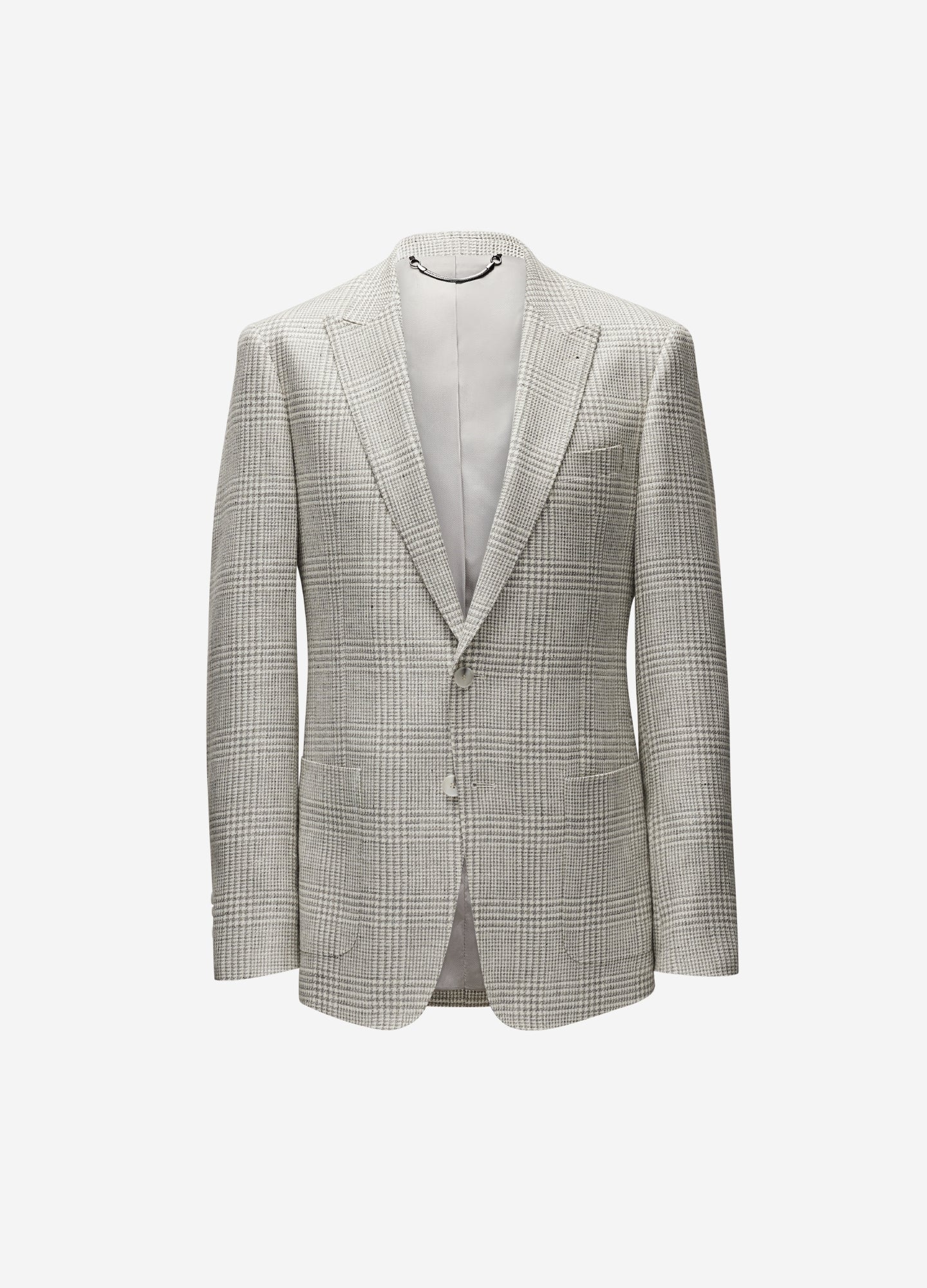 Wool Linen Check Blazer Silver
