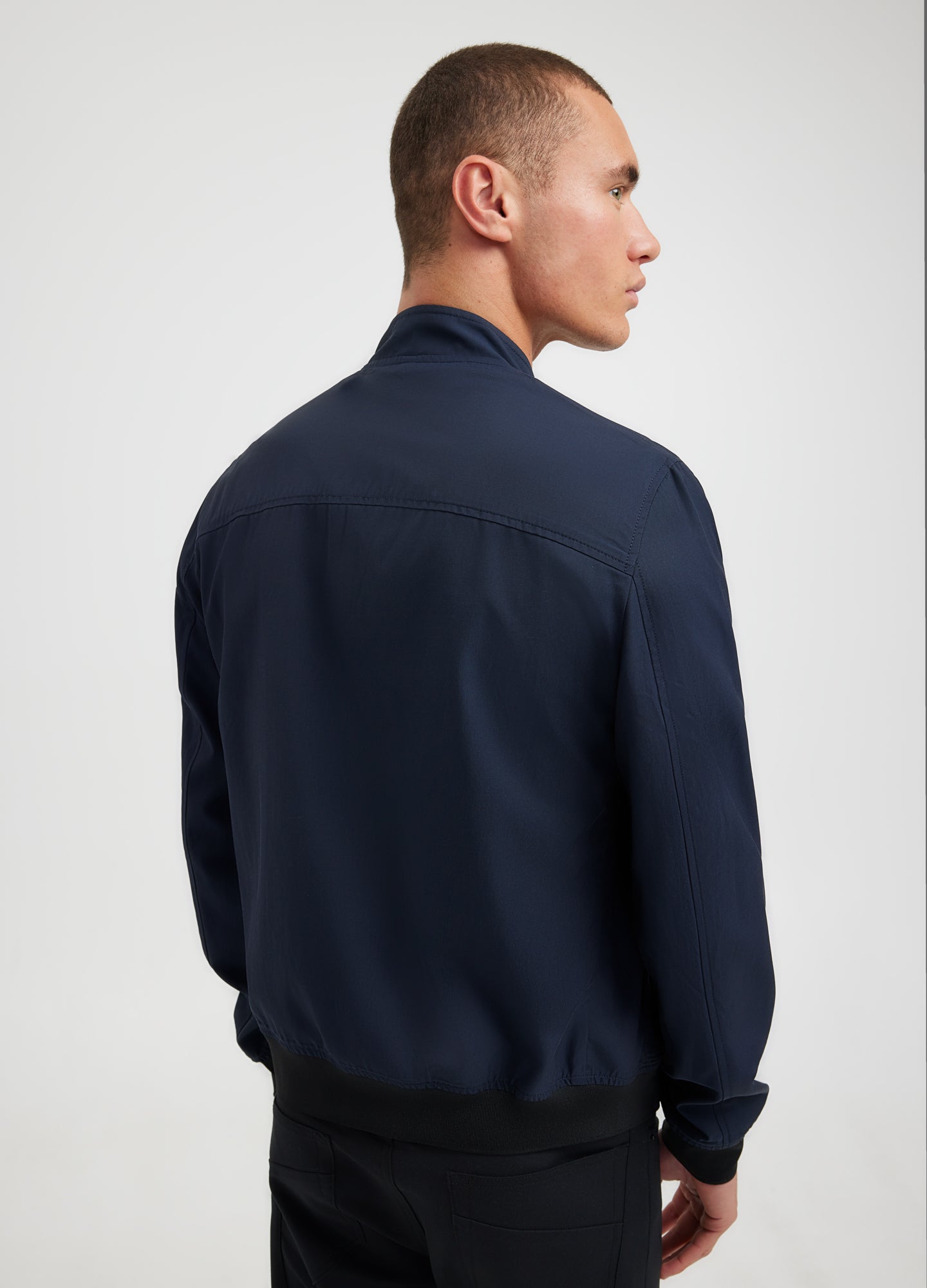 Tech Cotton Bomber Jacket Navy