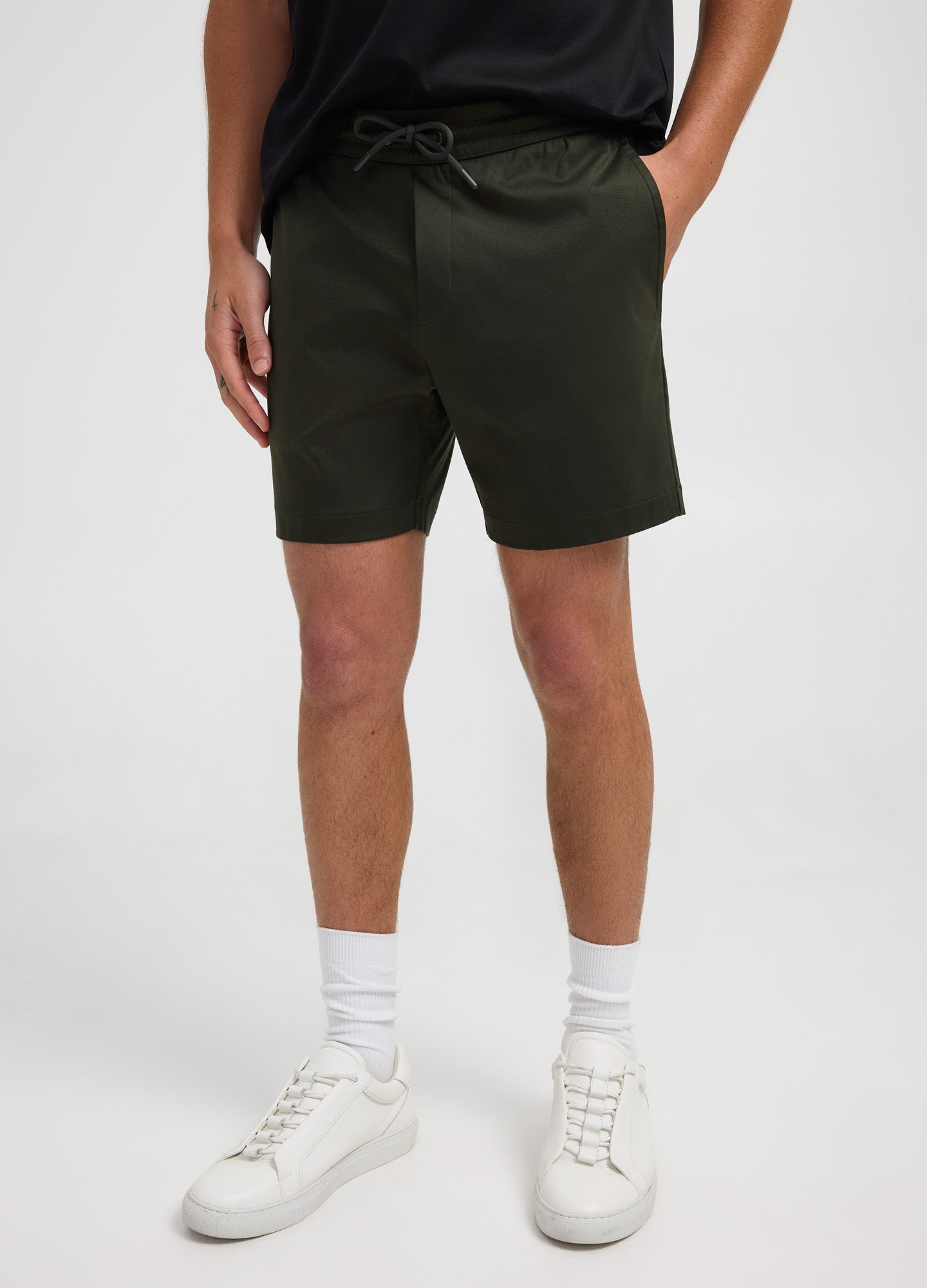Relaxed Fit Knit Shorts Khaki