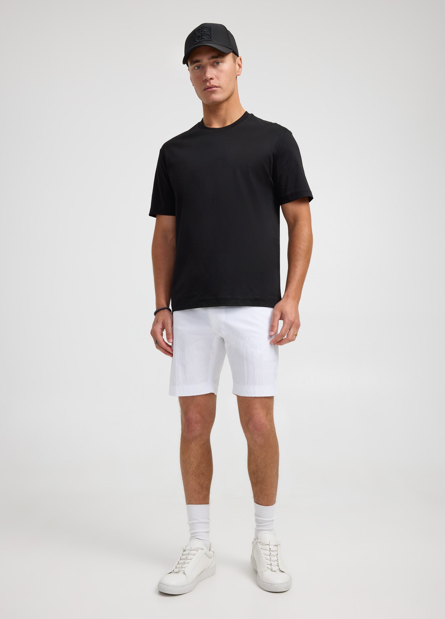 Textured Tech Cotton Shorts White