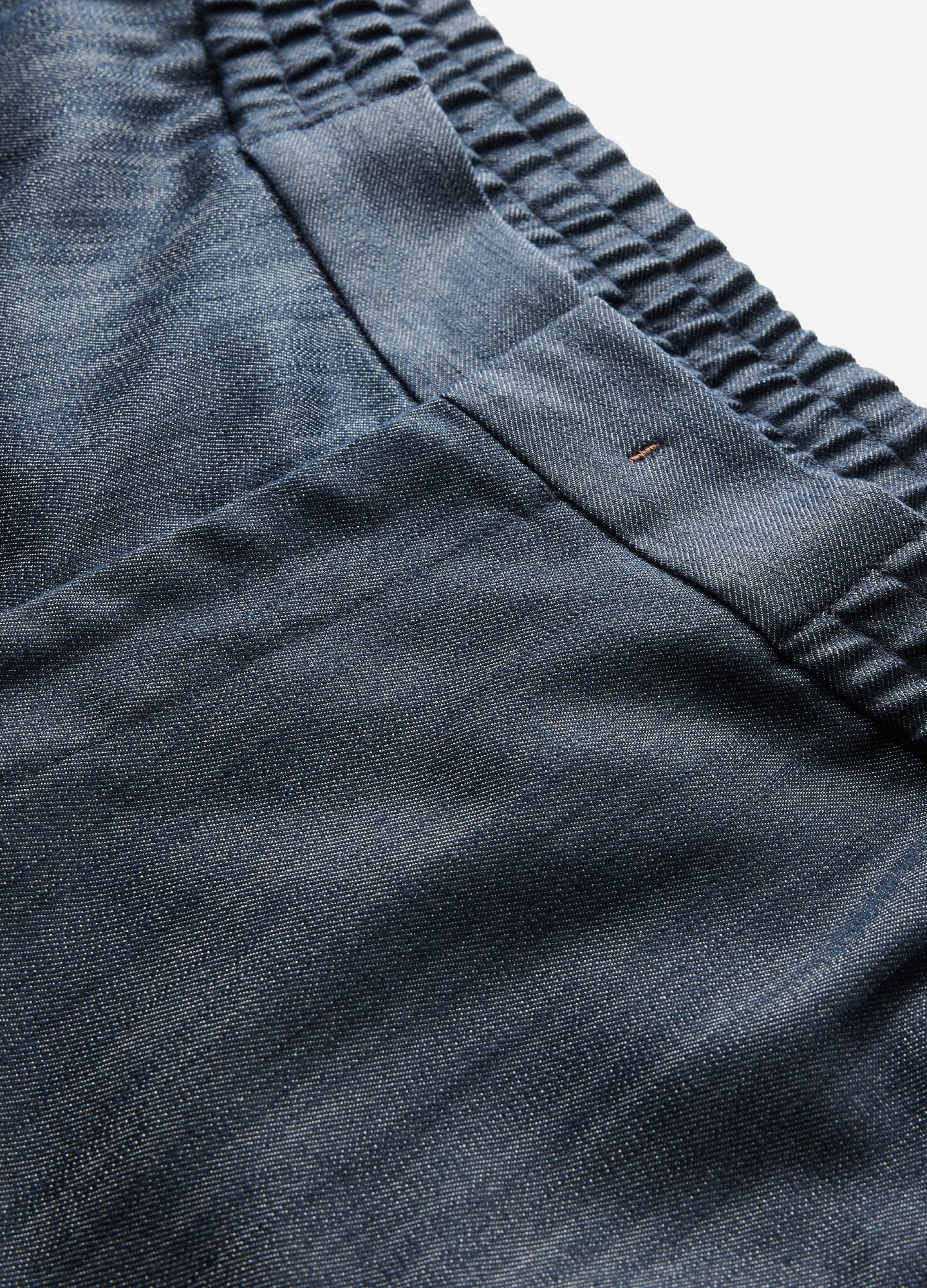 Denim Elastic Waist Pants Navy