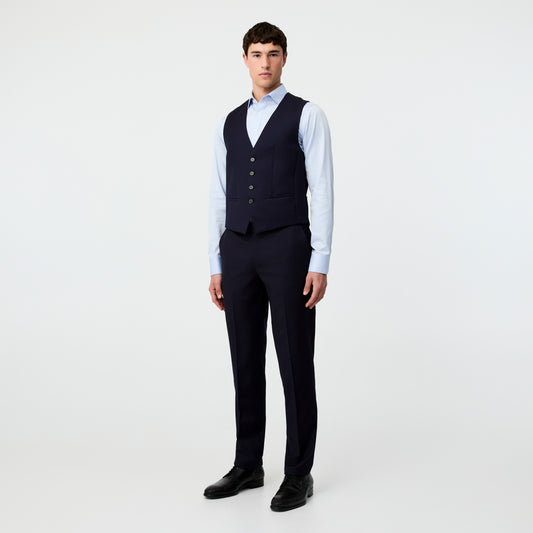 Wool Twill Waistcoat Navy