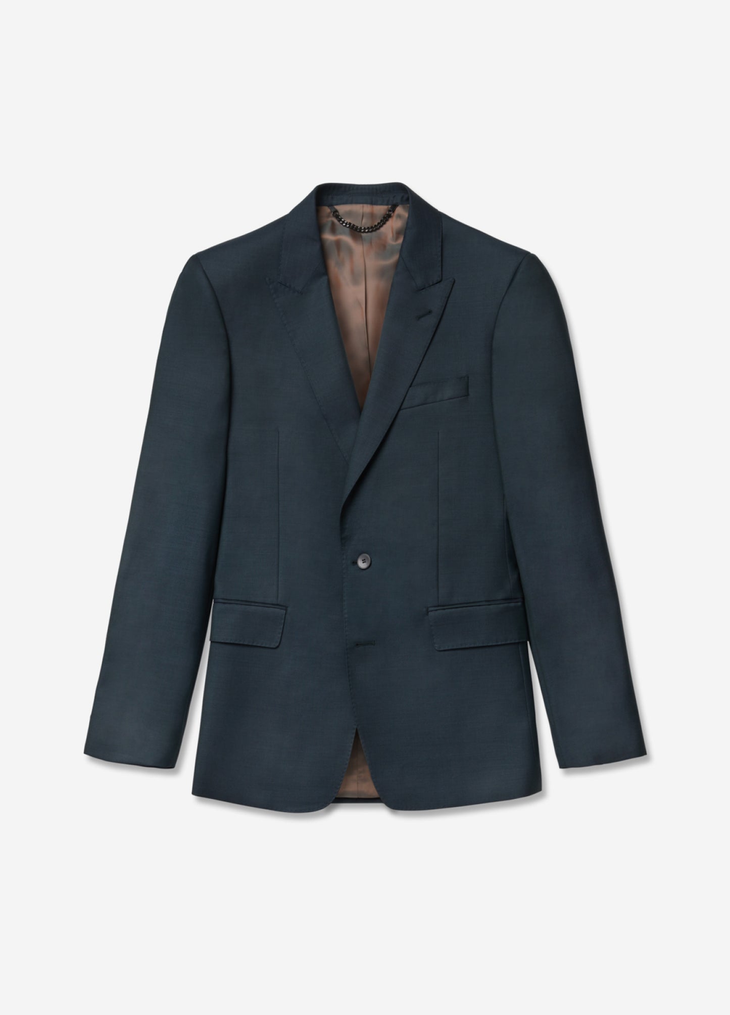 Fitted Micro Weave Wool Suit Jacket Green