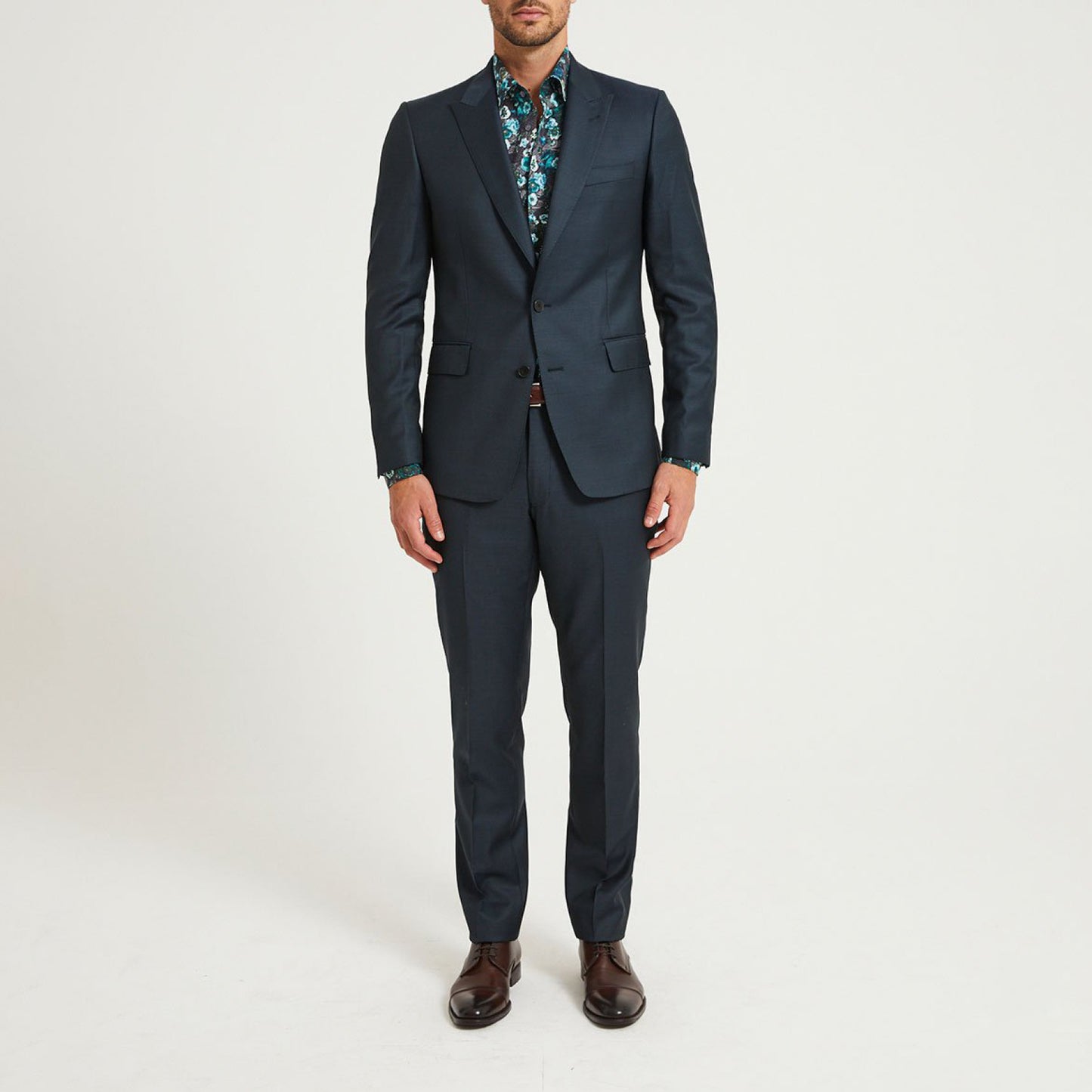 Fitted Micro Weave Wool Suit Jacket Green