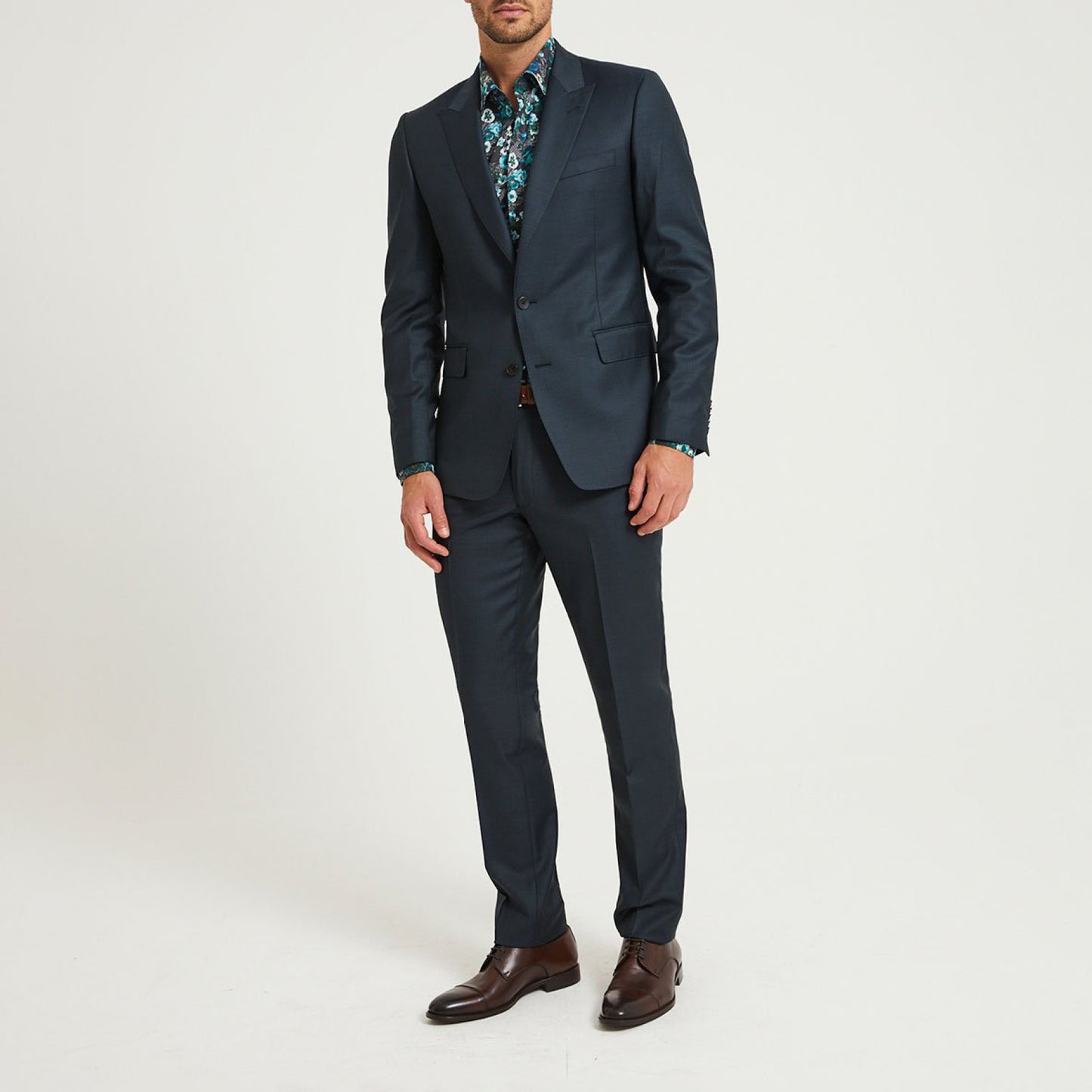 Fitted Micro Weave Wool Suit Jacket Green