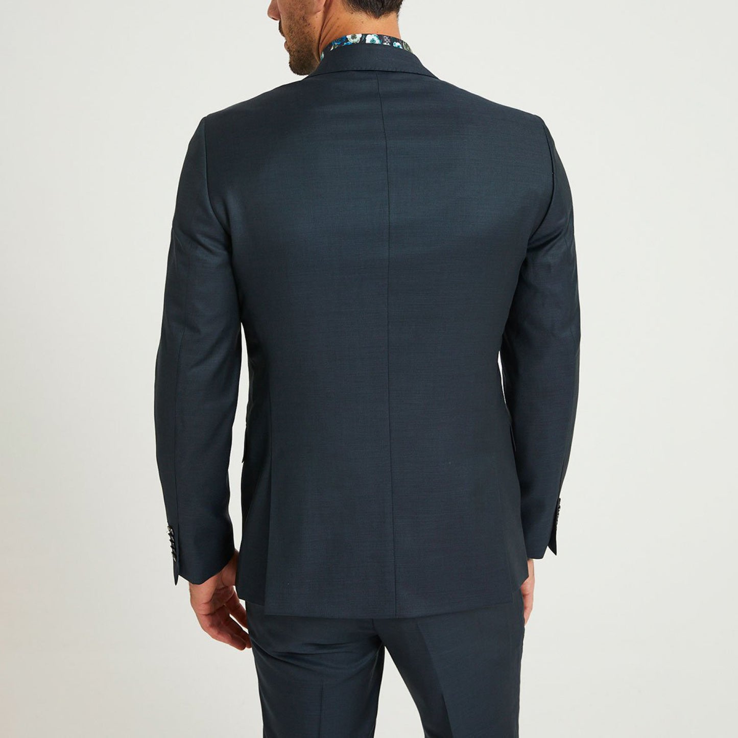 Fitted Micro Weave Wool Suit Jacket Green