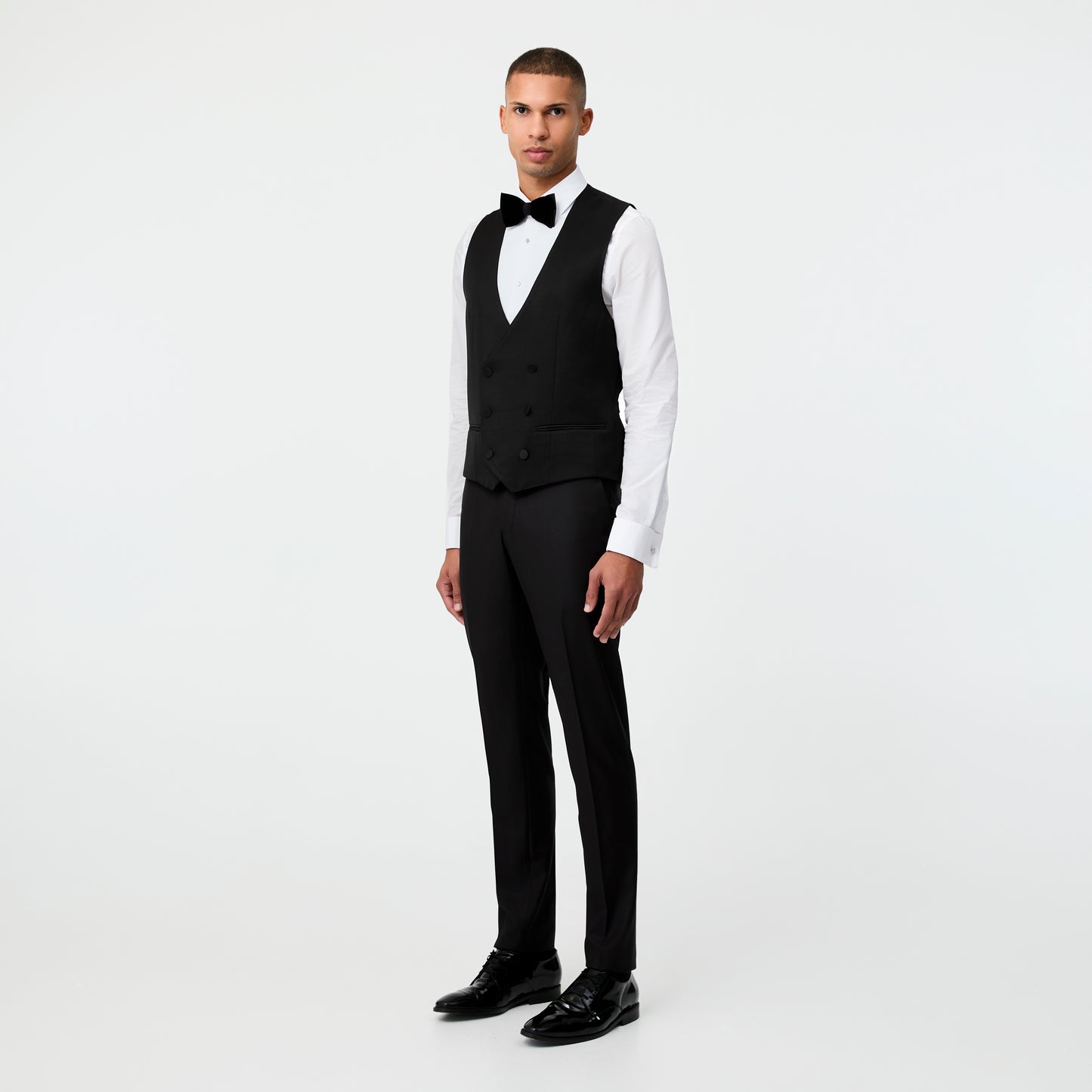 Double Breasted Tuxedo Waistcoat Black