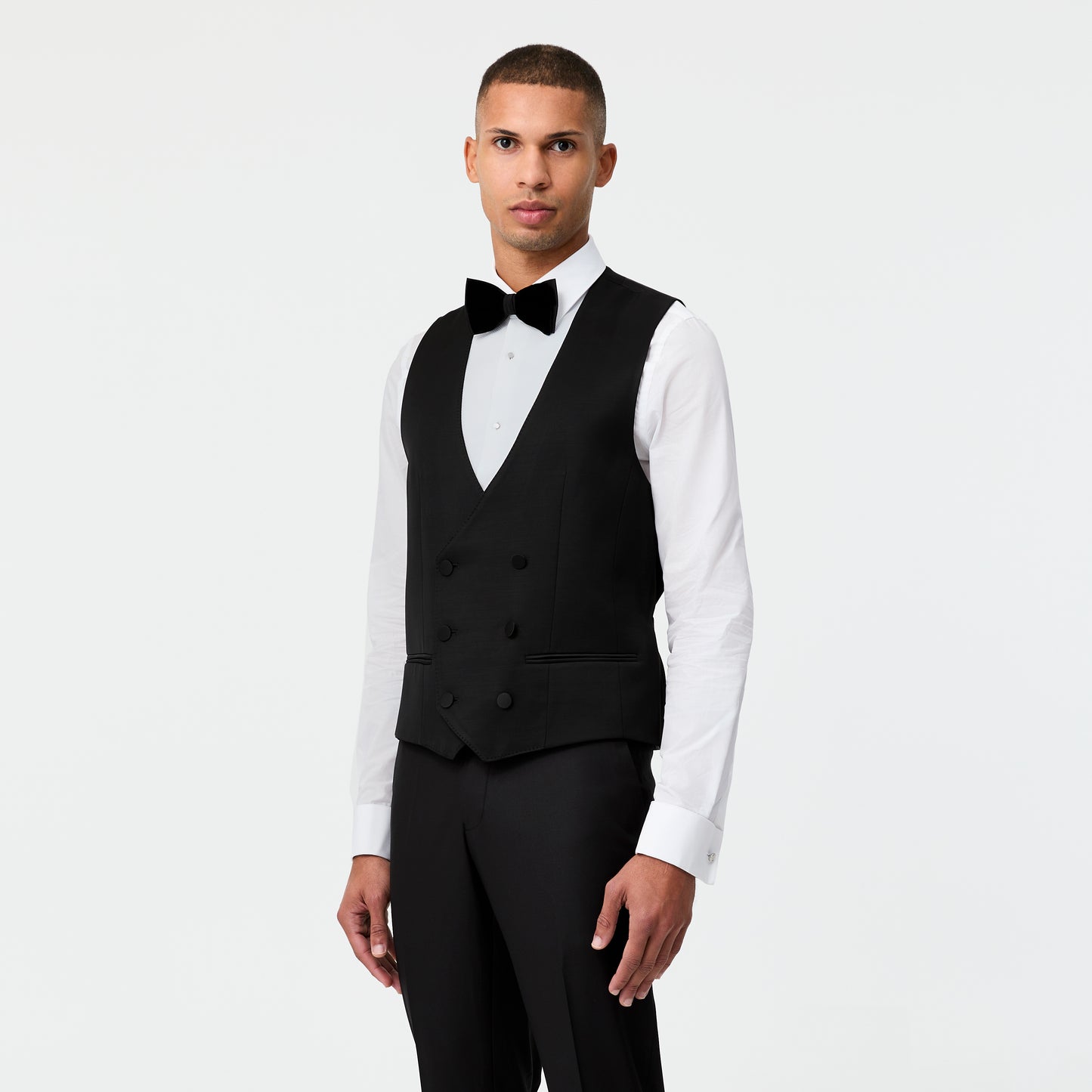 Double Breasted Tuxedo Waistcoat Black