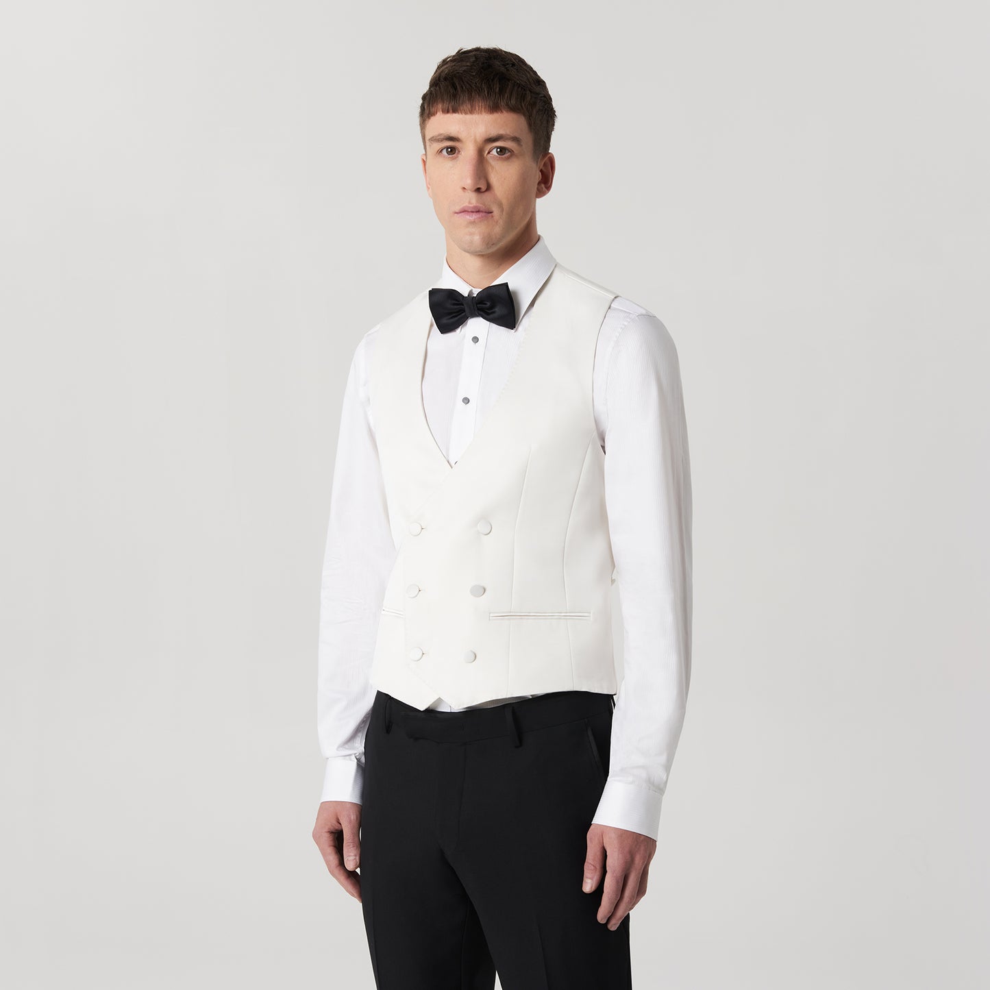 Double Breasted Tuxedo Waistcoat Ivory