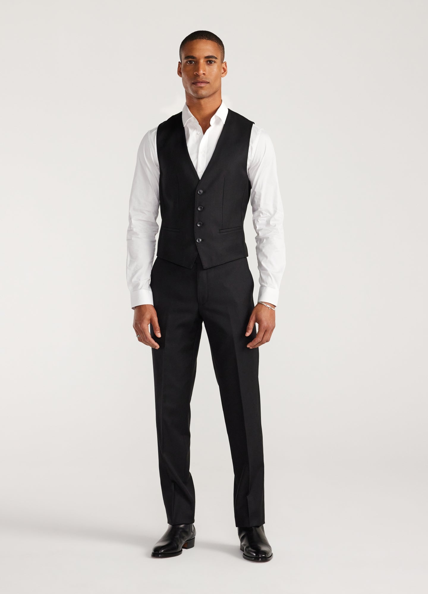 Wool Twill Waistcoat Black