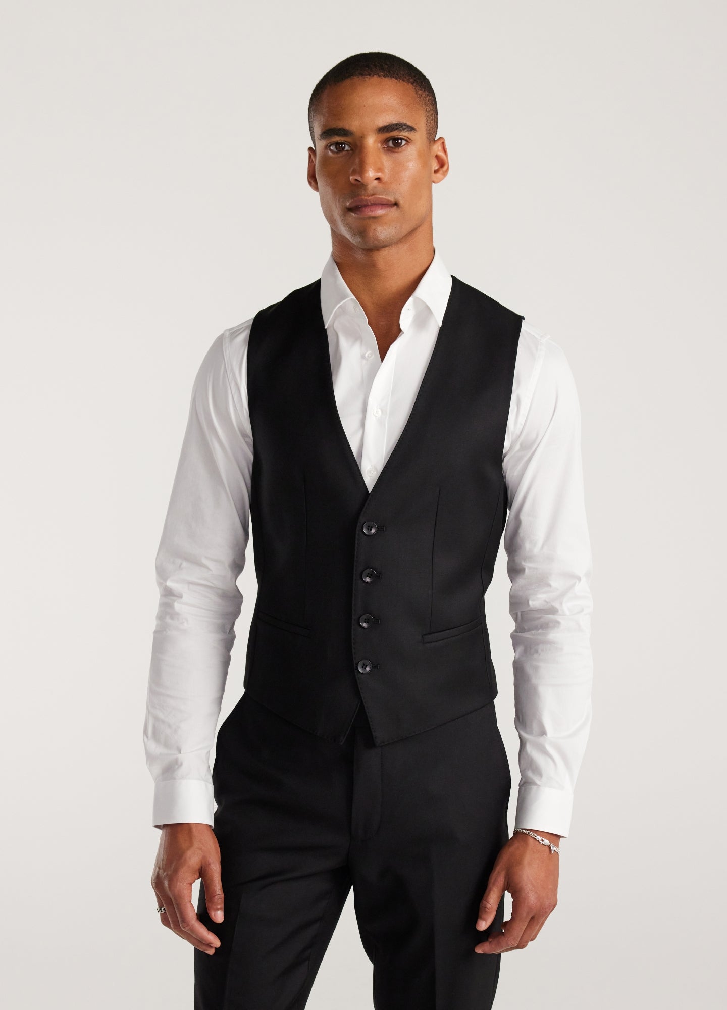 Wool Twill Waistcoat Black