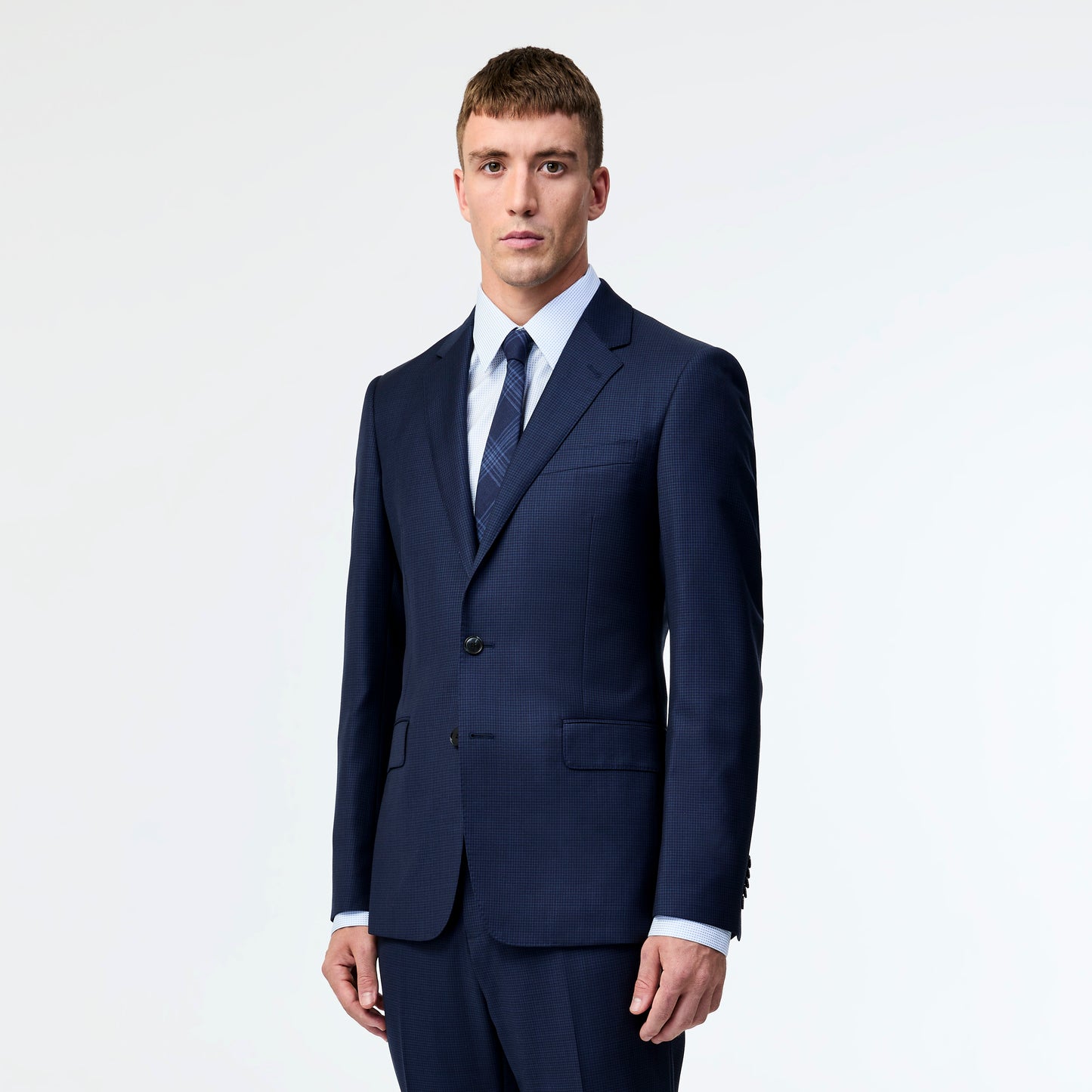 Wool Mini Gingham Jacket Blue