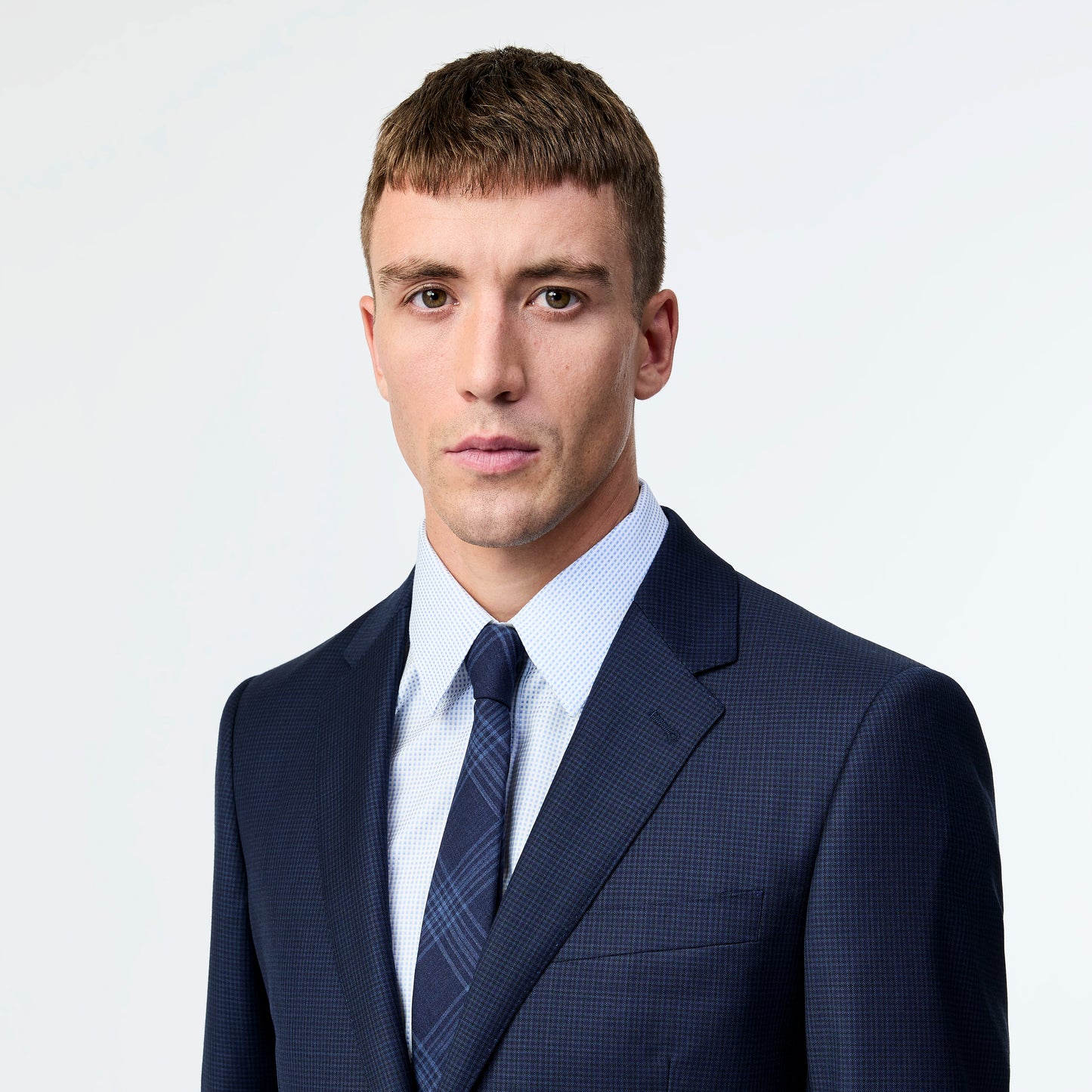 Wool Mini Gingham Jacket Blue