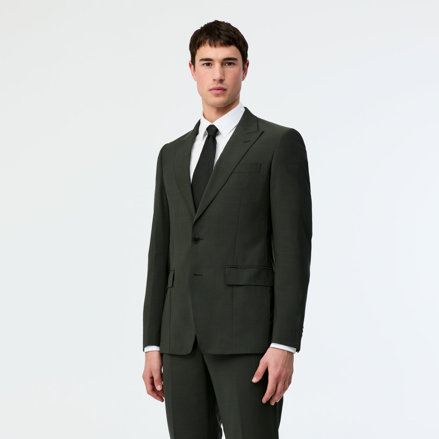 Wool Mohair Stretch Suit Jacket Khaki