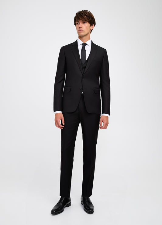 Slim Wool Twill Pant Black