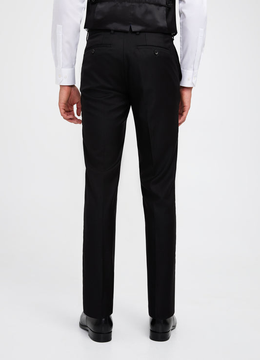 Slim Wool Twill Pant Black