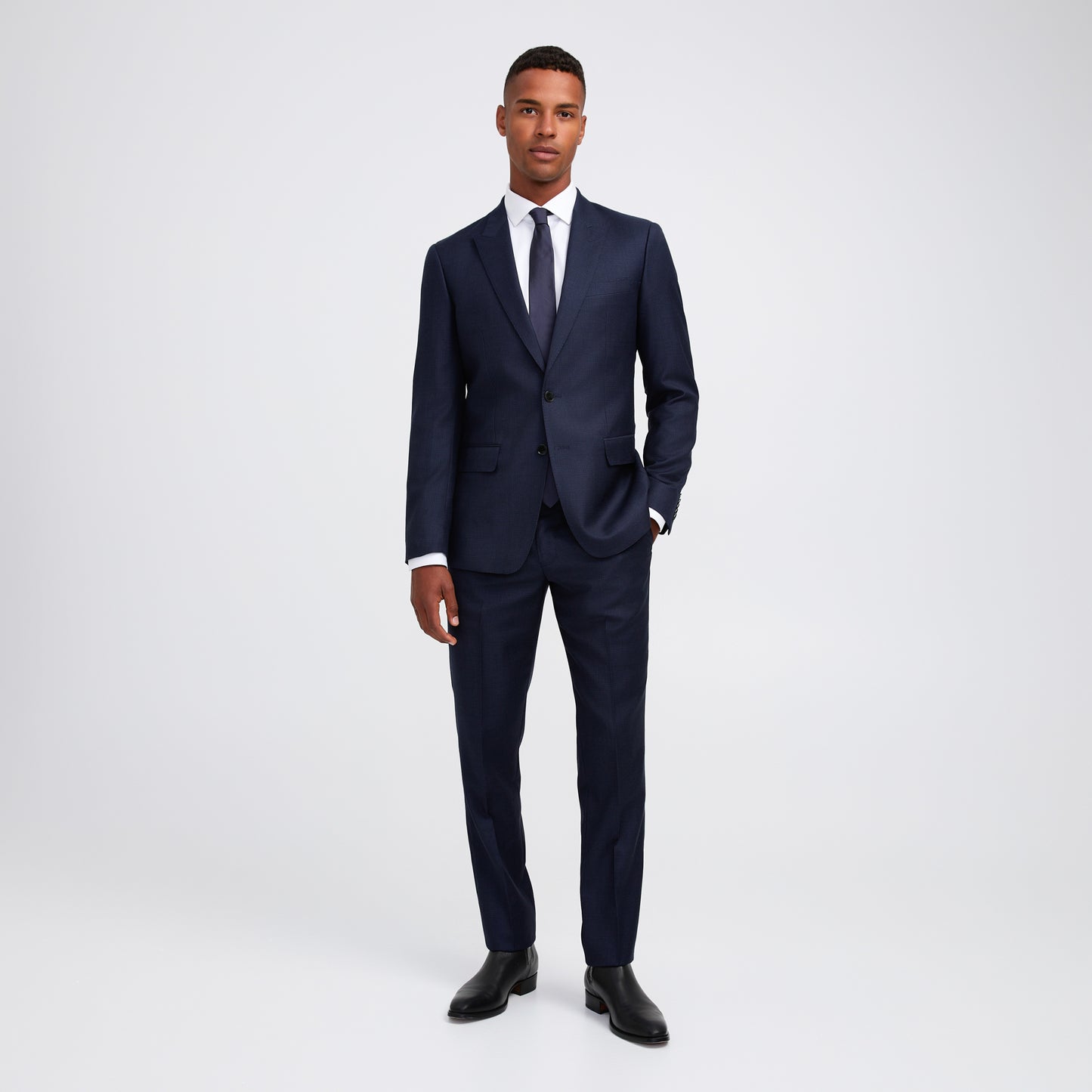 Tonal Basketweave Suit Jacket Navy Combo