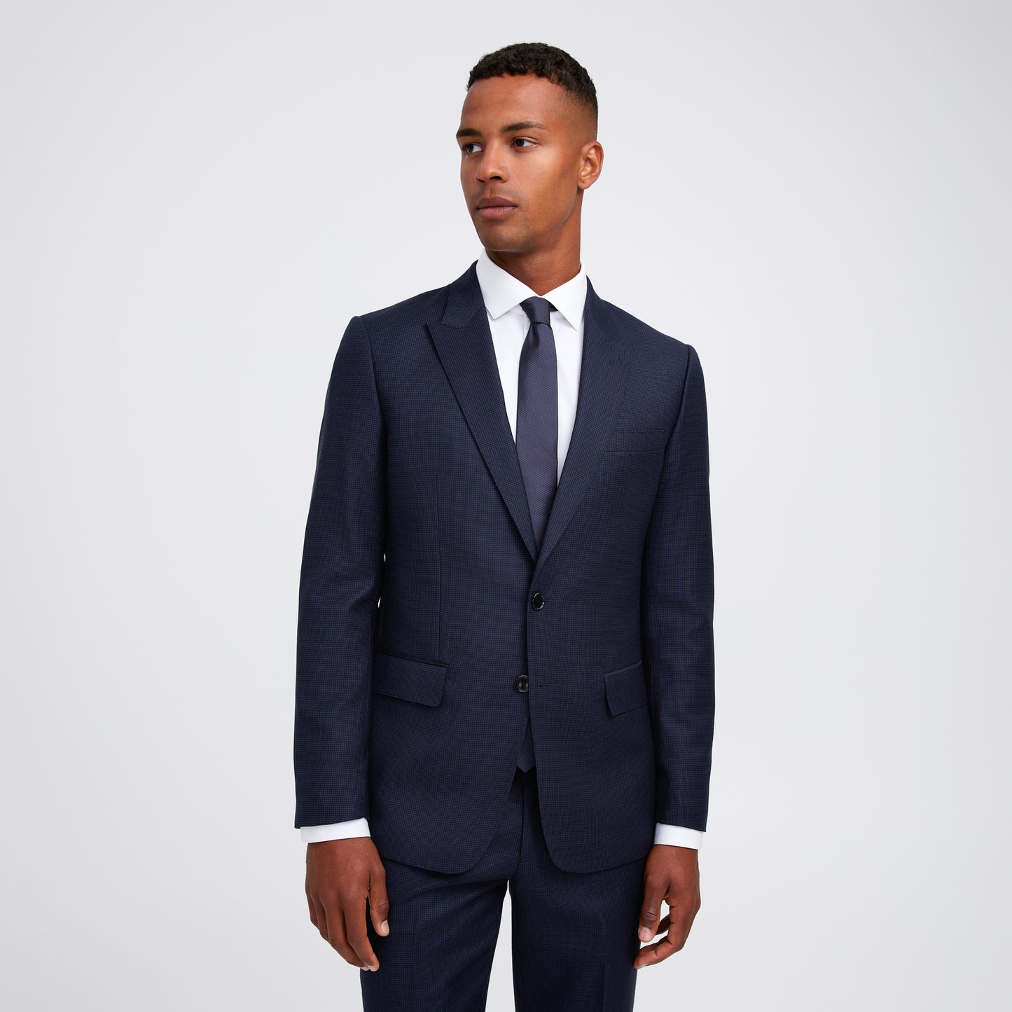 Tonal Basketweave Suit Jacket Navy Combo